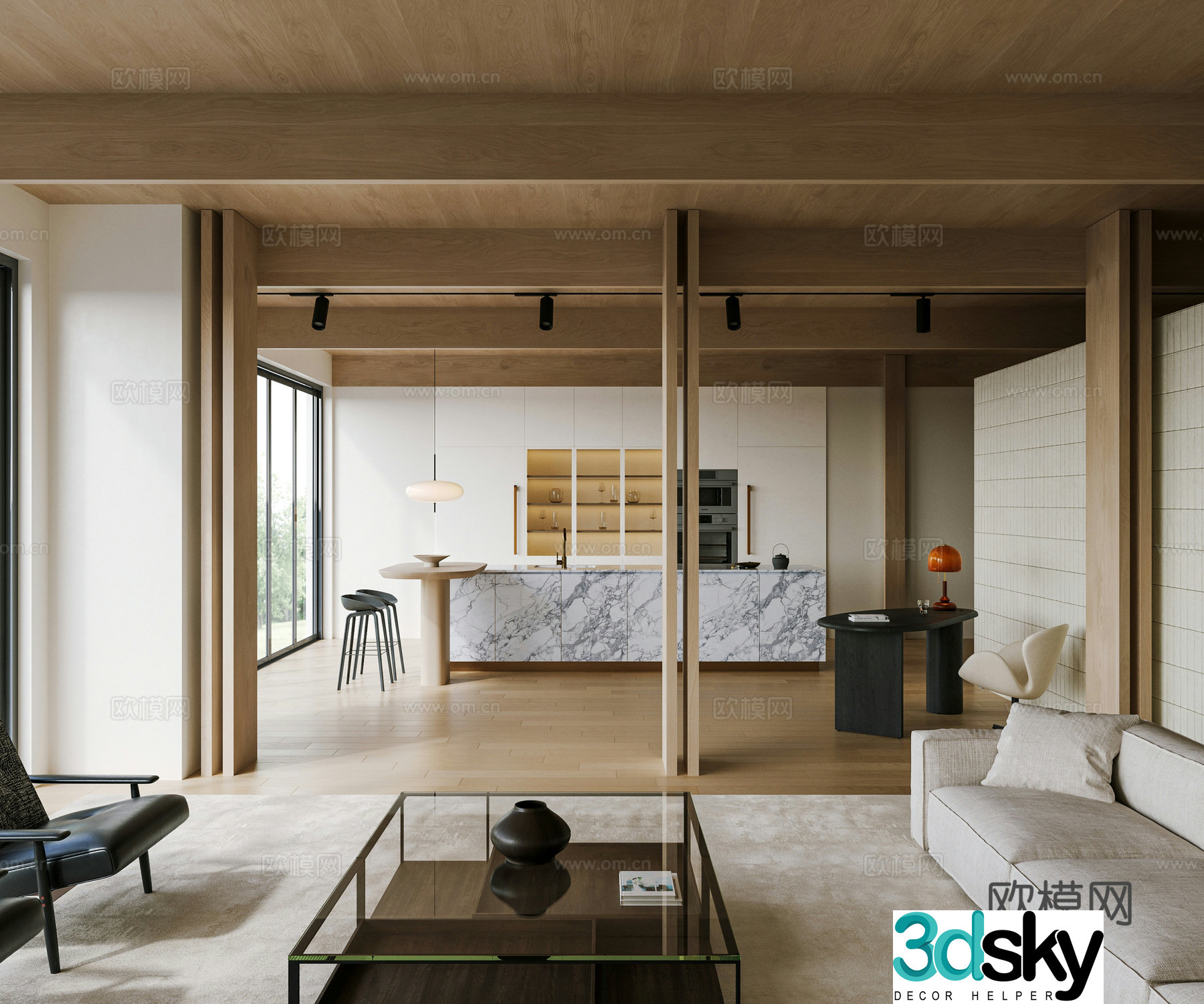 Italian Log Wind Villa Living Room Holiday Villa Hollywood Hills Villa Beverly Hills Villa 3D Model
