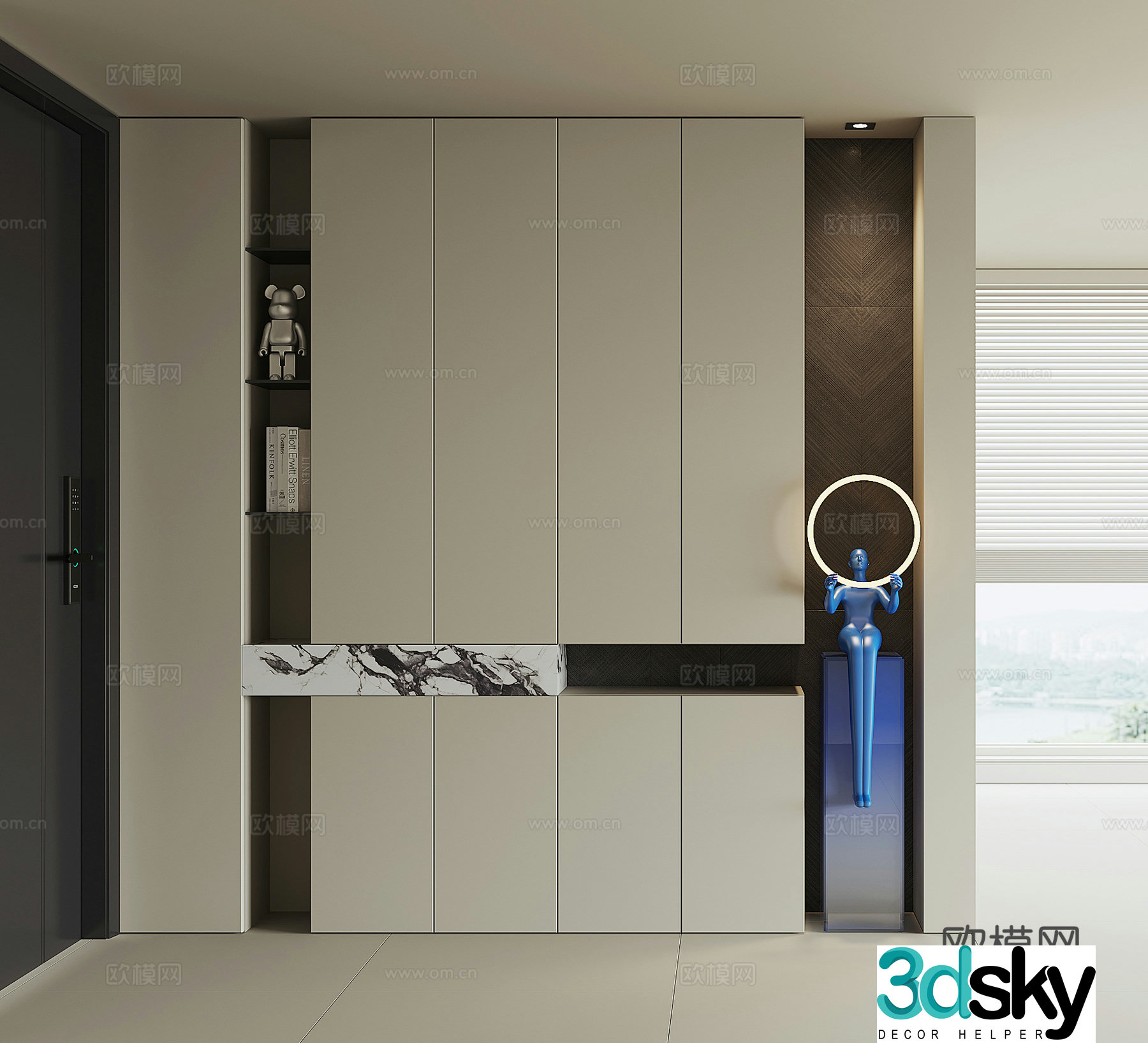 Modern home entrance shoe cabinet 3D model