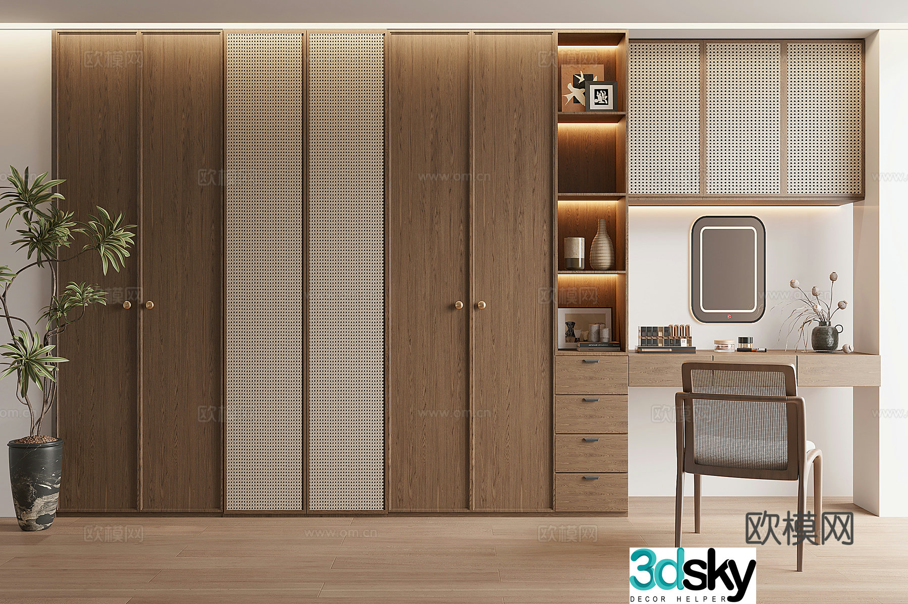 Middle-aged wind wardrobe 3d model