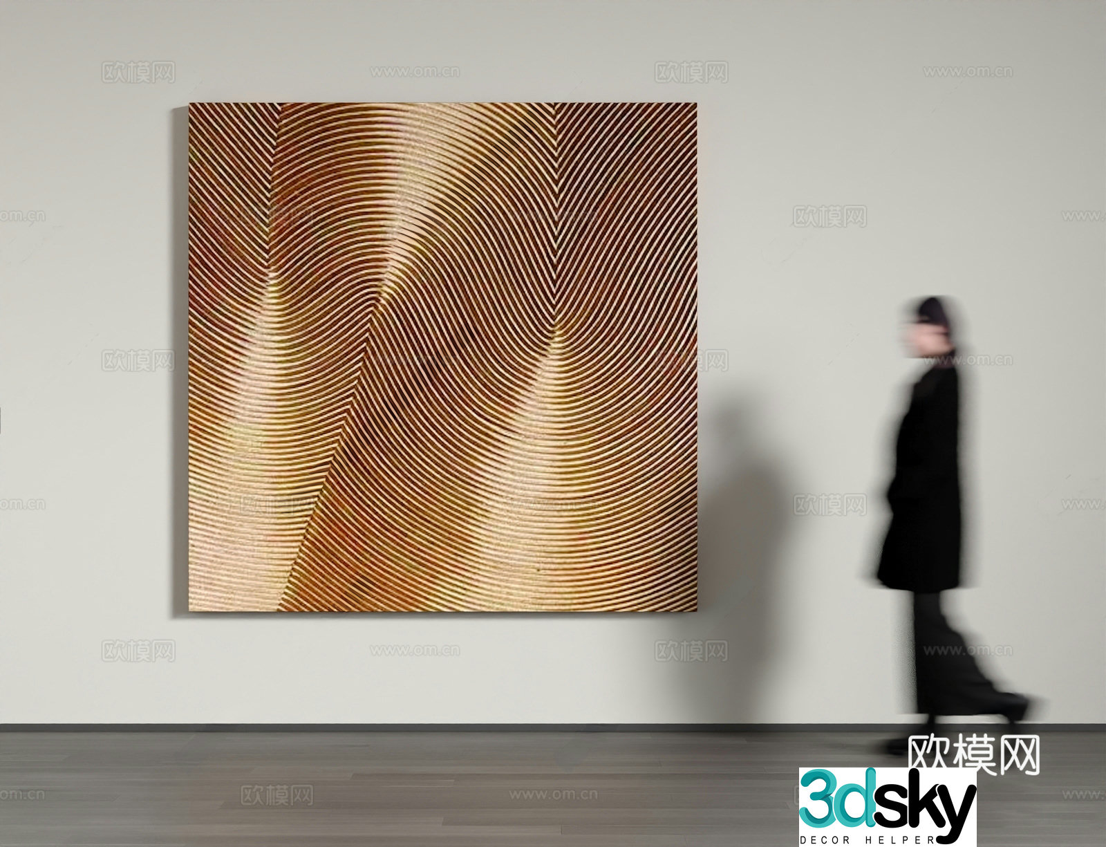 Modern art hanging painting oil painting photo frame woman 3d model