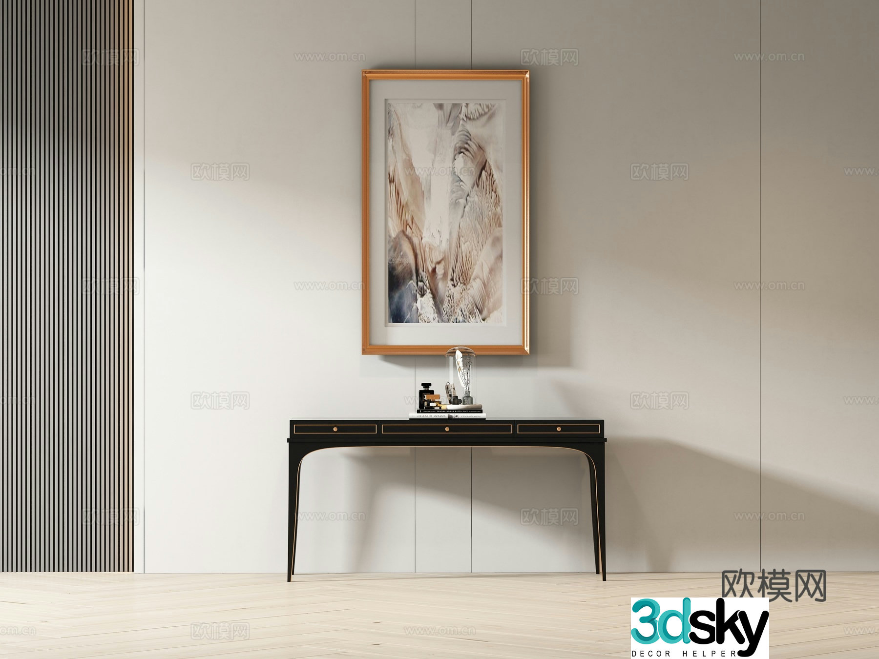 European style entrance decorative cabinet 3D model