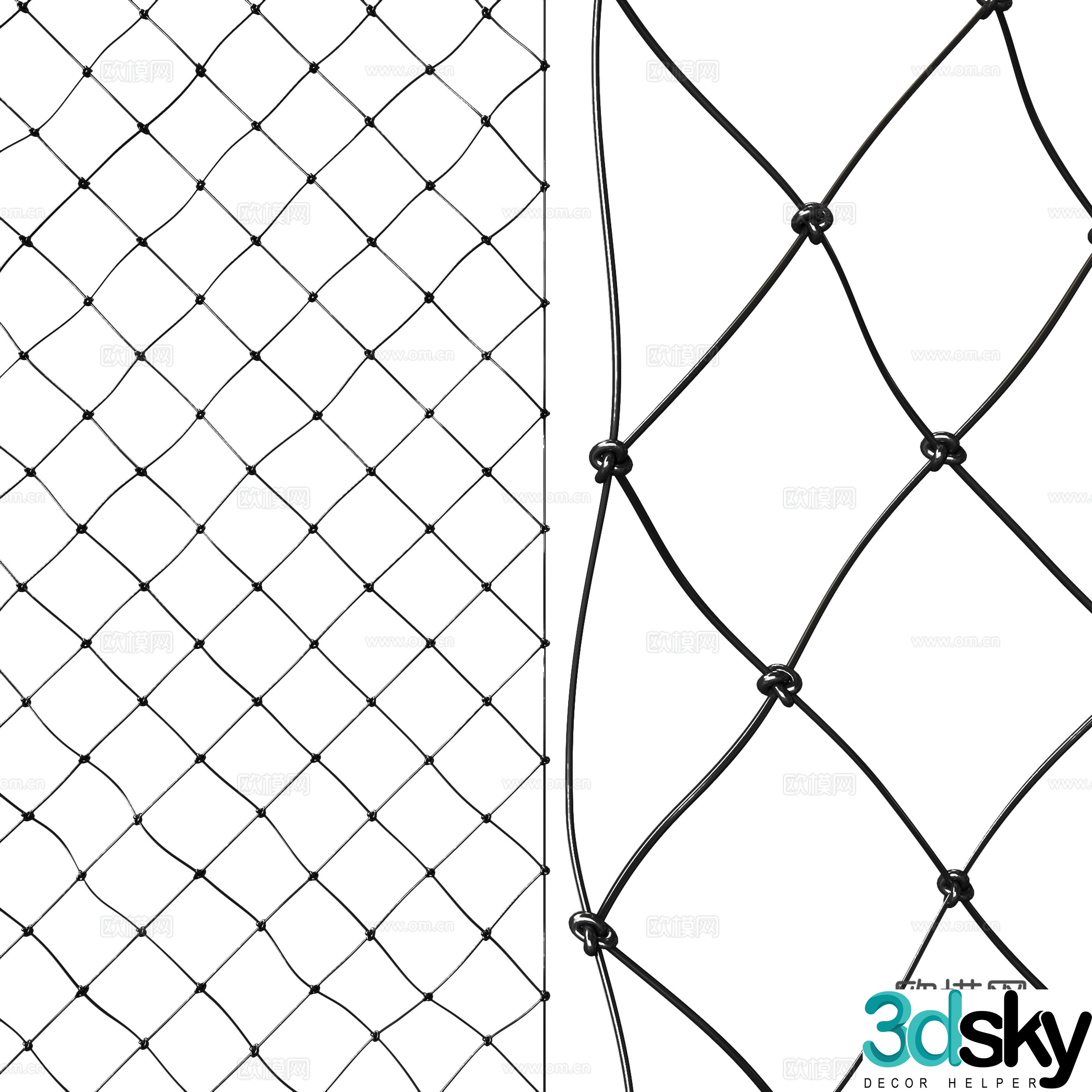 Modern barbed wire mesh 3d model