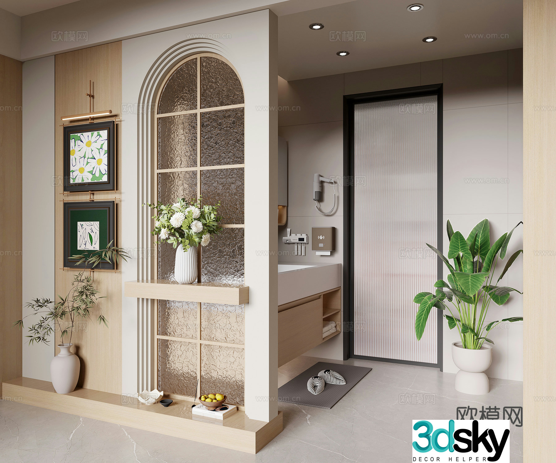 Modern dry area bathroom 3D model