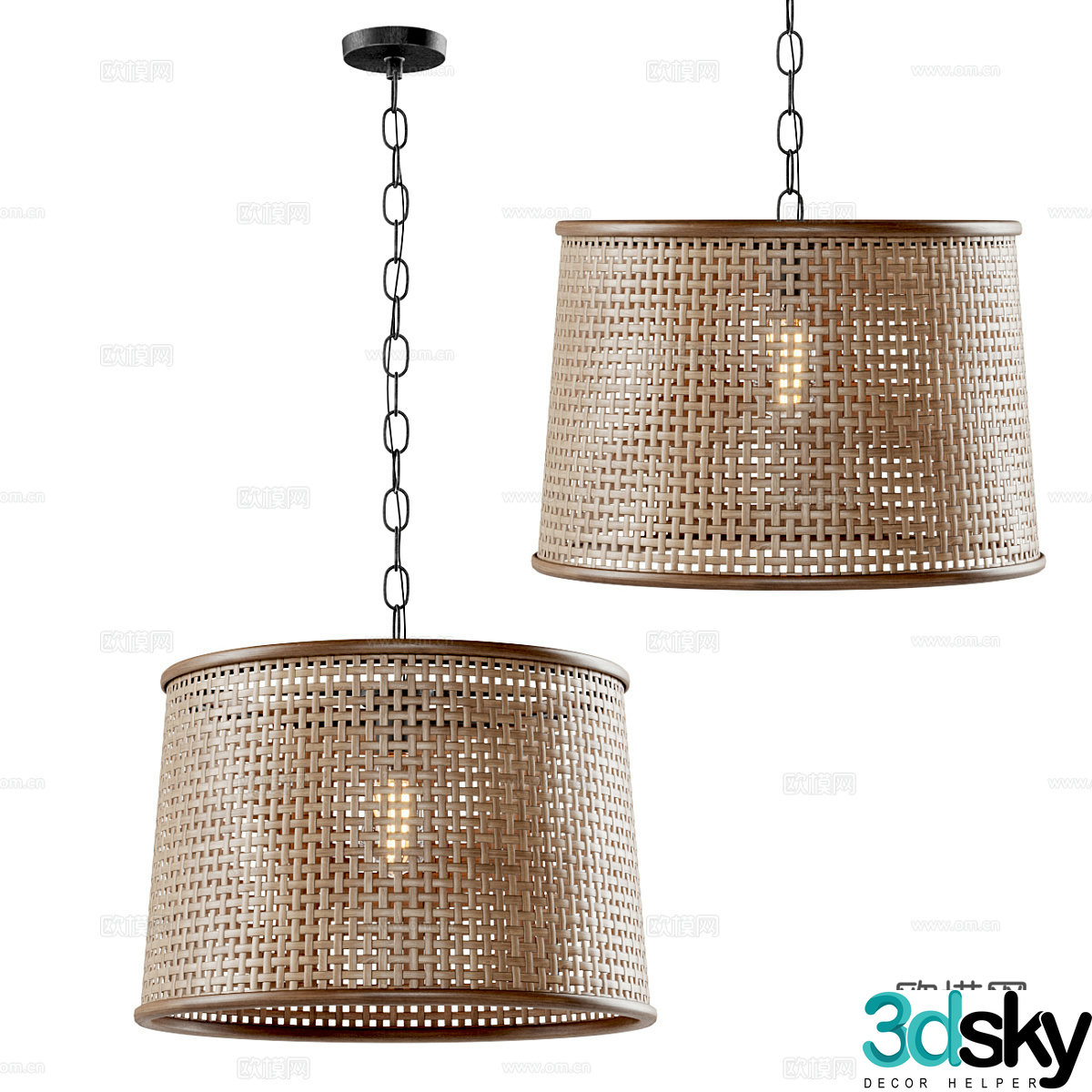 New Chinese style log vine chandelier rattan chandelier 3D model