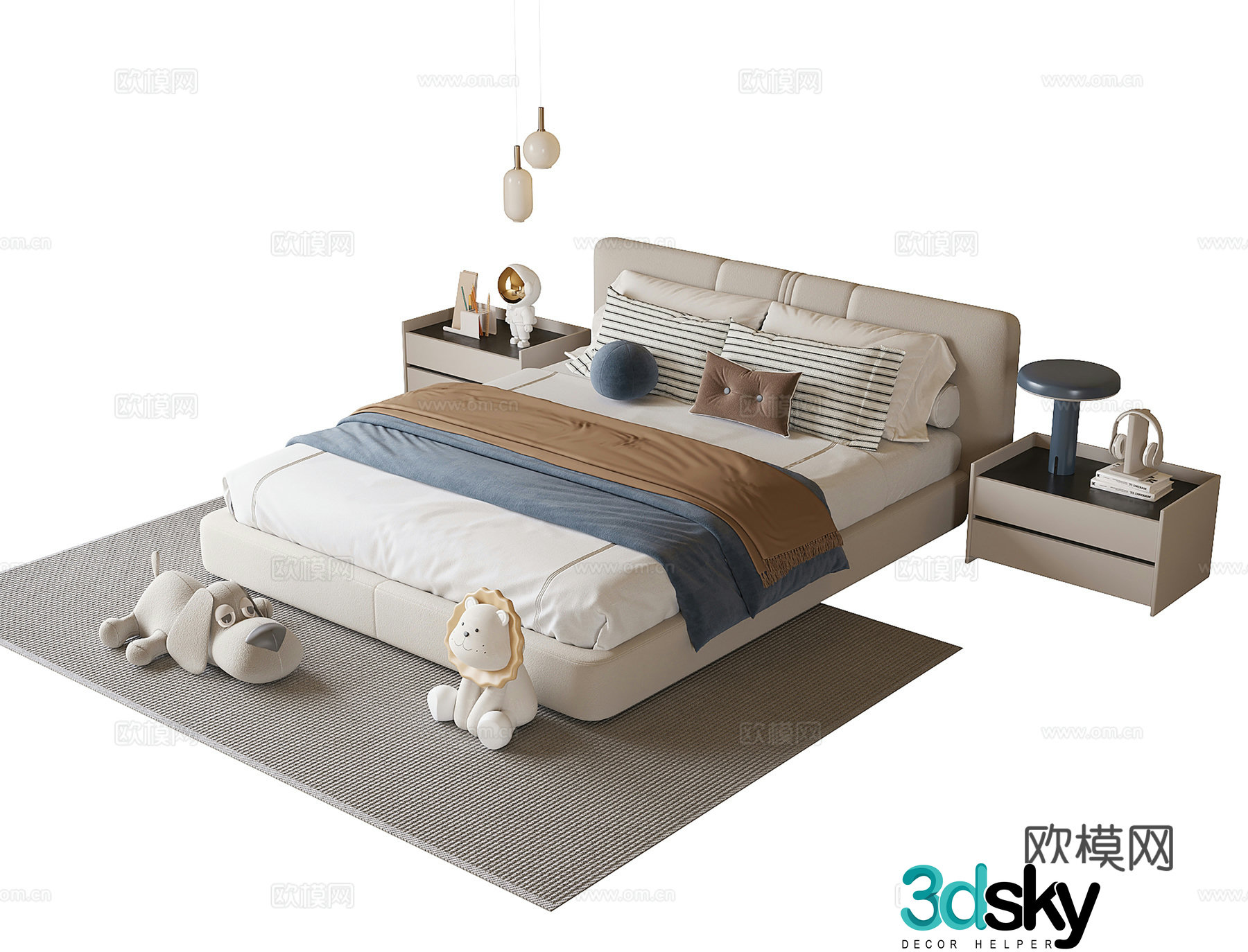 Modern children’s bed nightstand 3d model