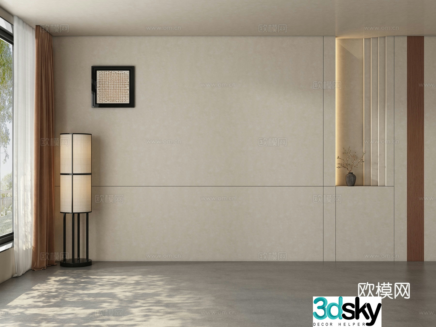 Restaurant Tea Room Living Room Background Wall 3D Model