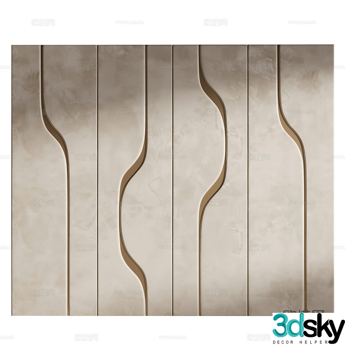 New Chinese style light luxury wall hard package 3D model