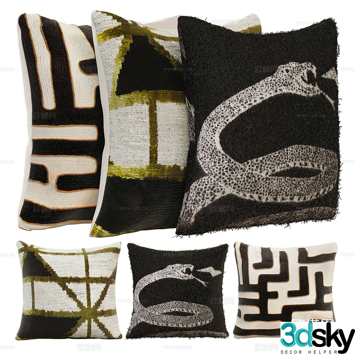 Modern dark style light luxury pillow 3D model