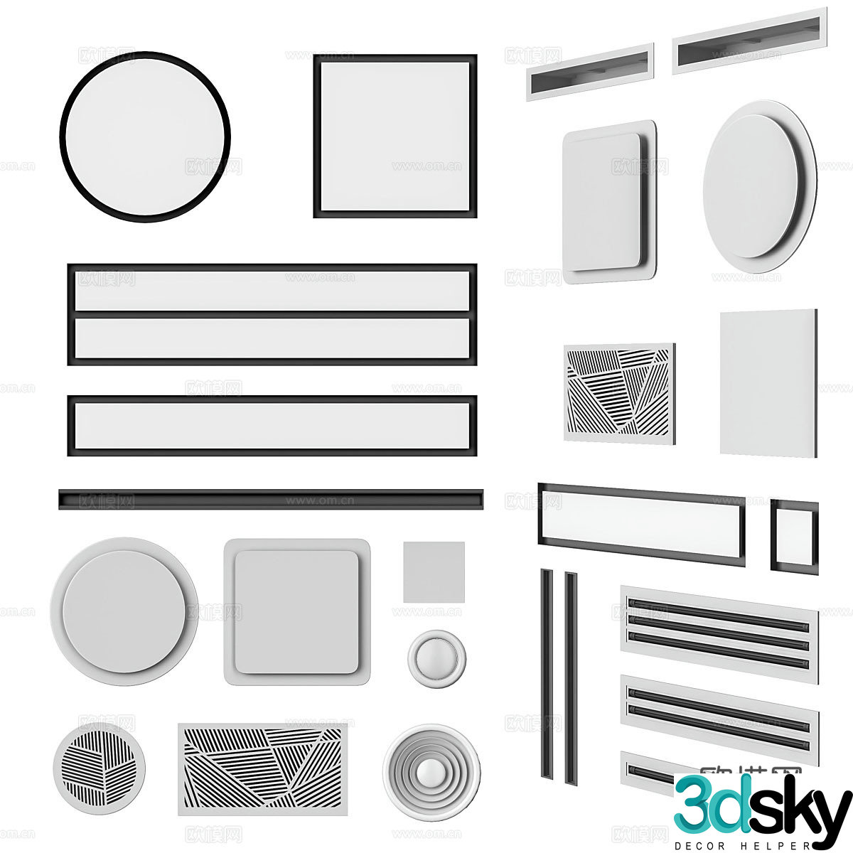 Pass style grille air outlet 3D model