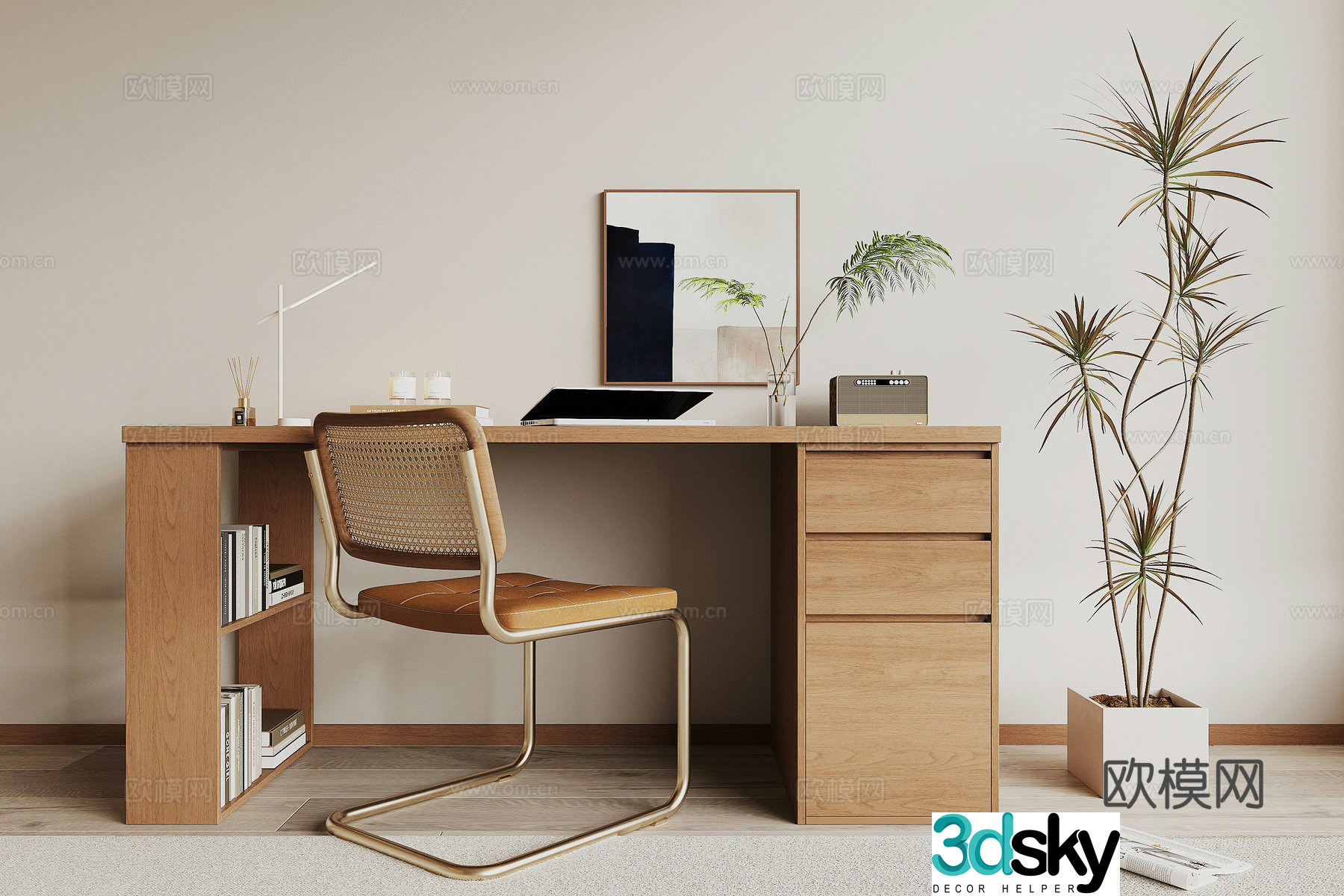 Modern desk and chair 3d model