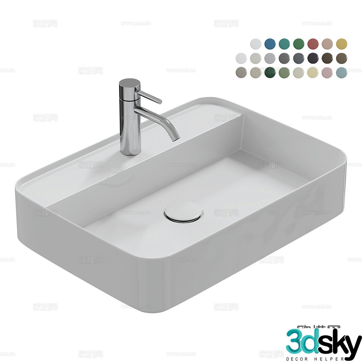 Modern ceramic washbasin 3d model