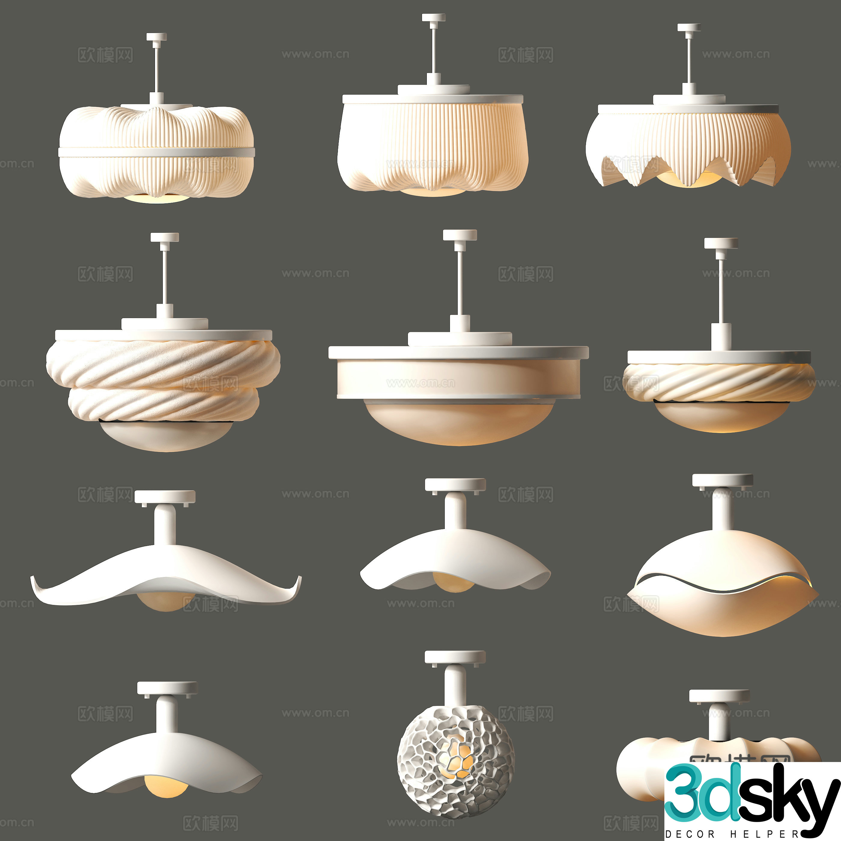 Modern Cream Style Chandelier 3d Model