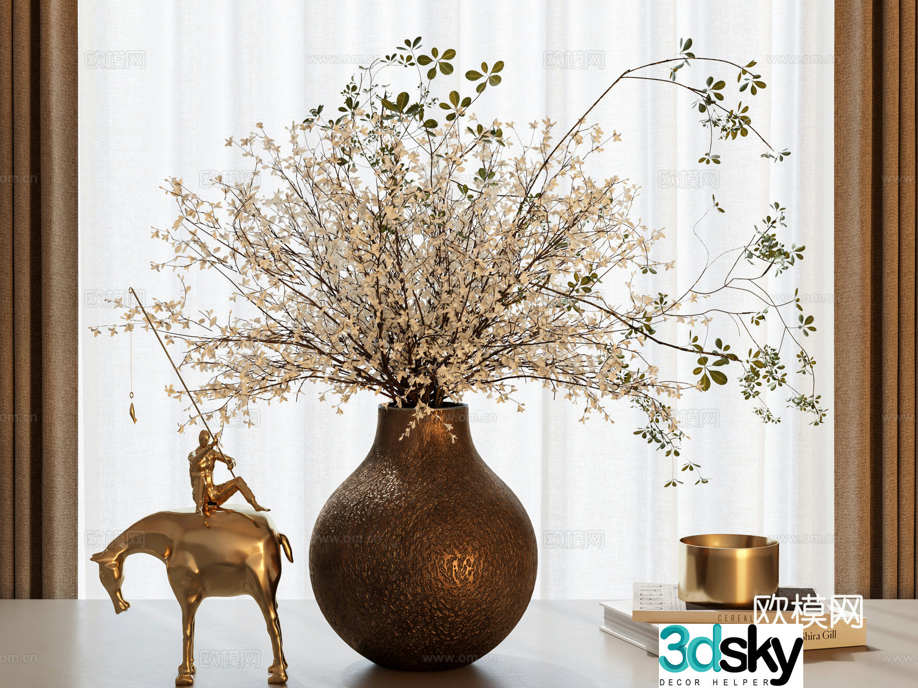 Light luxury flowers vase simulated flowers retro flowers wedding flower art starry sky dry flowers dry grass wine 3d model