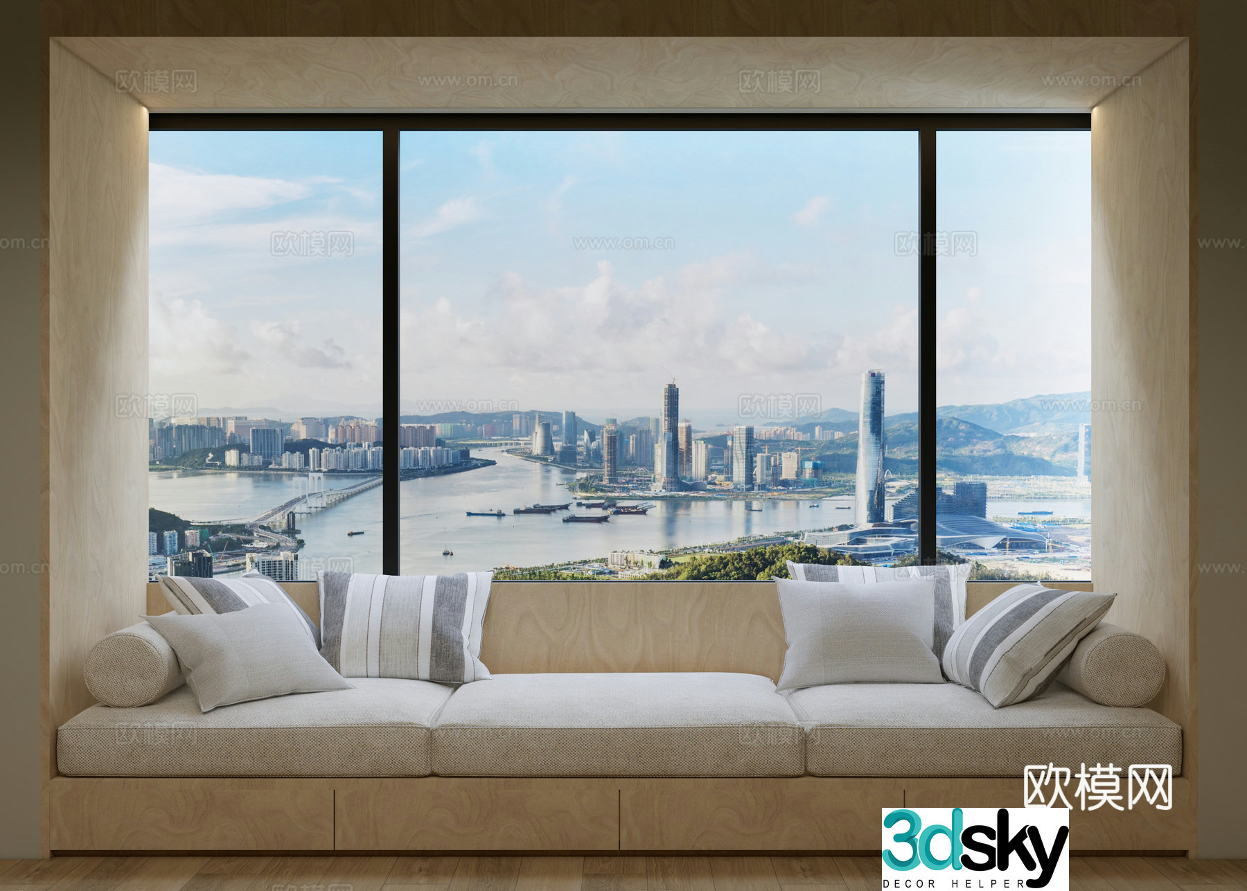 Modern booth sofa Balancing windowsill booth sofa Balancing window design 3D model