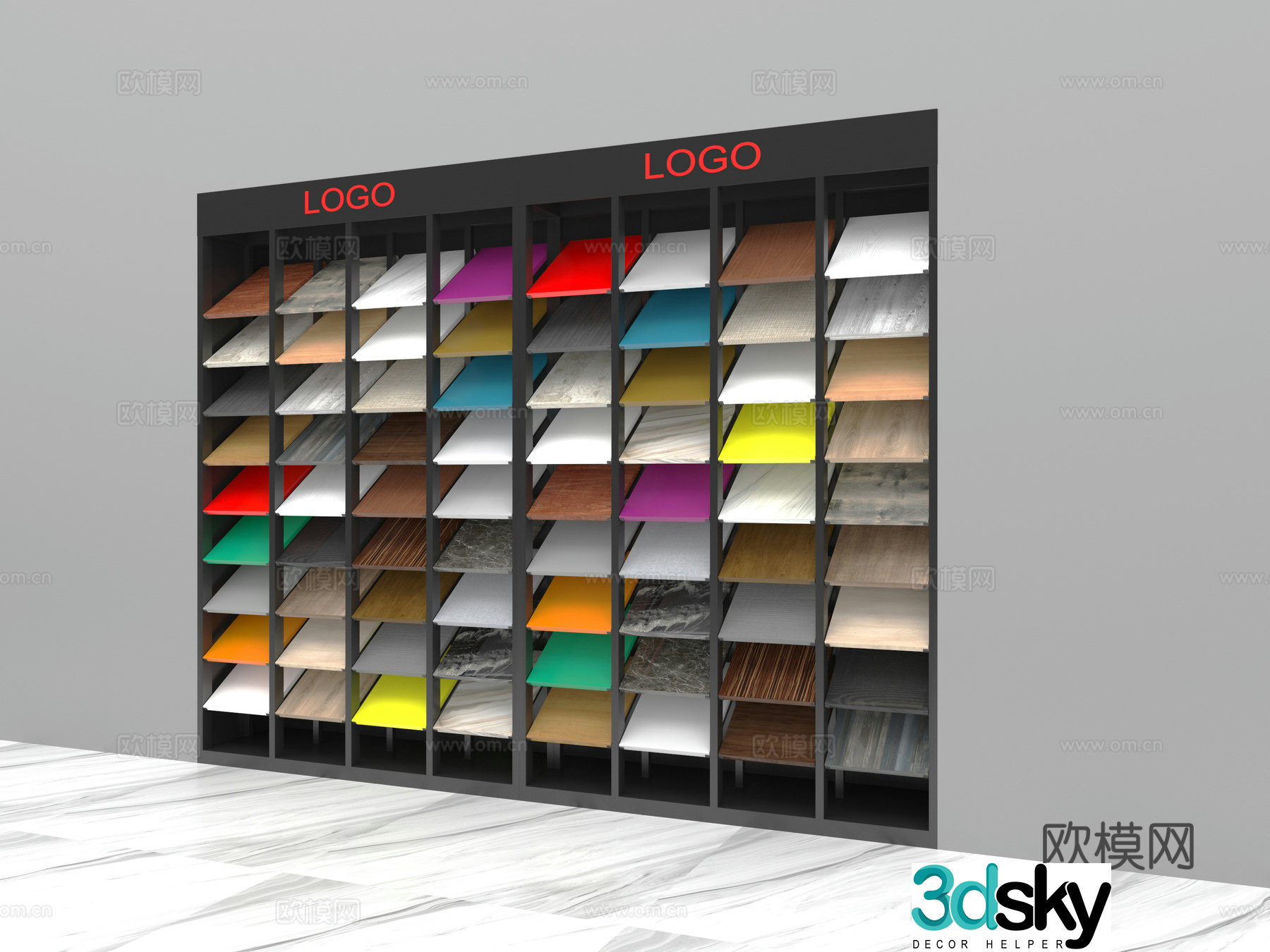 Sample wall display rack Sample rack Swatch rack Whole house custom color plate 3D model