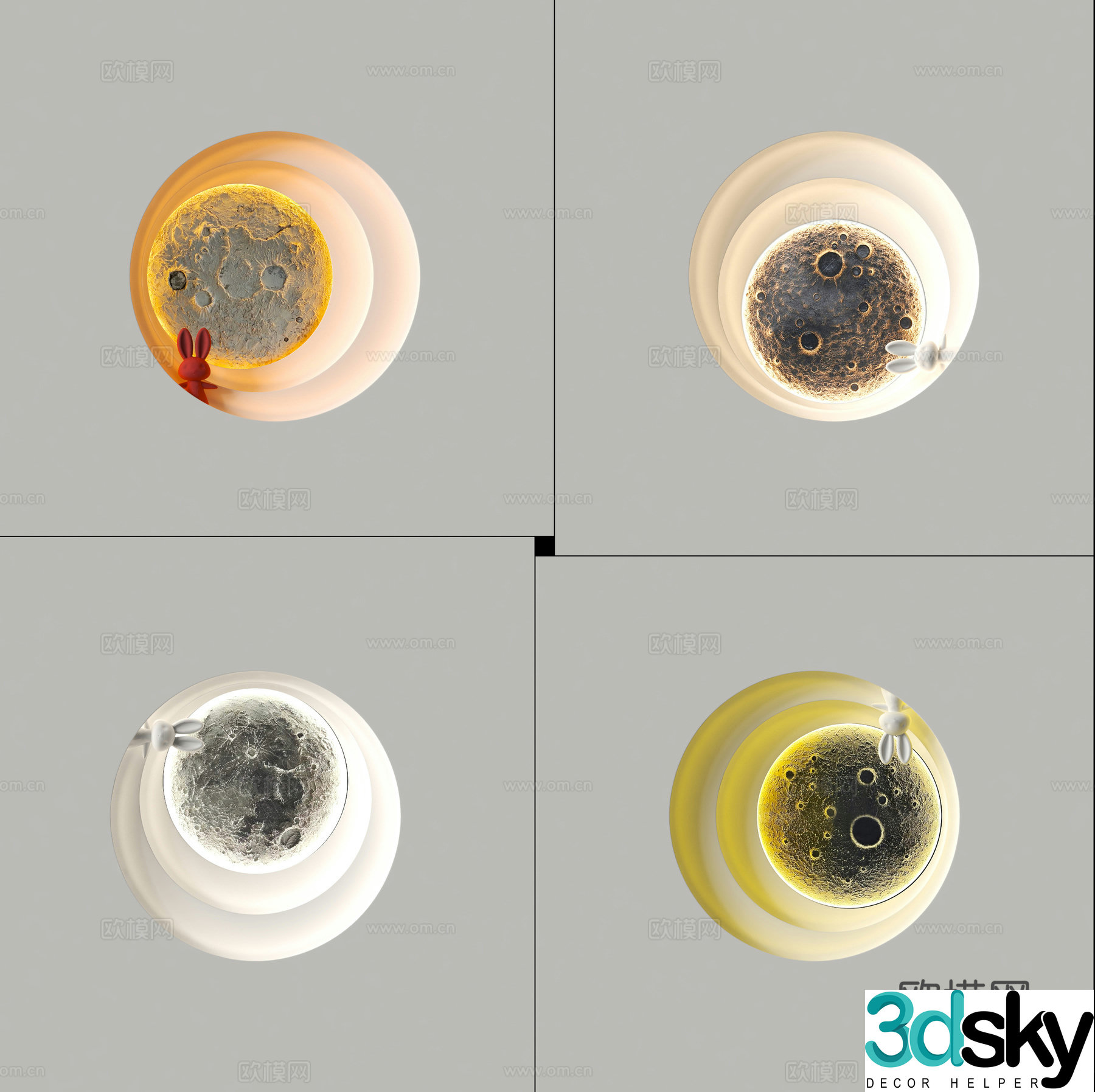 Modern wall lamp gypsum lamp 3d model