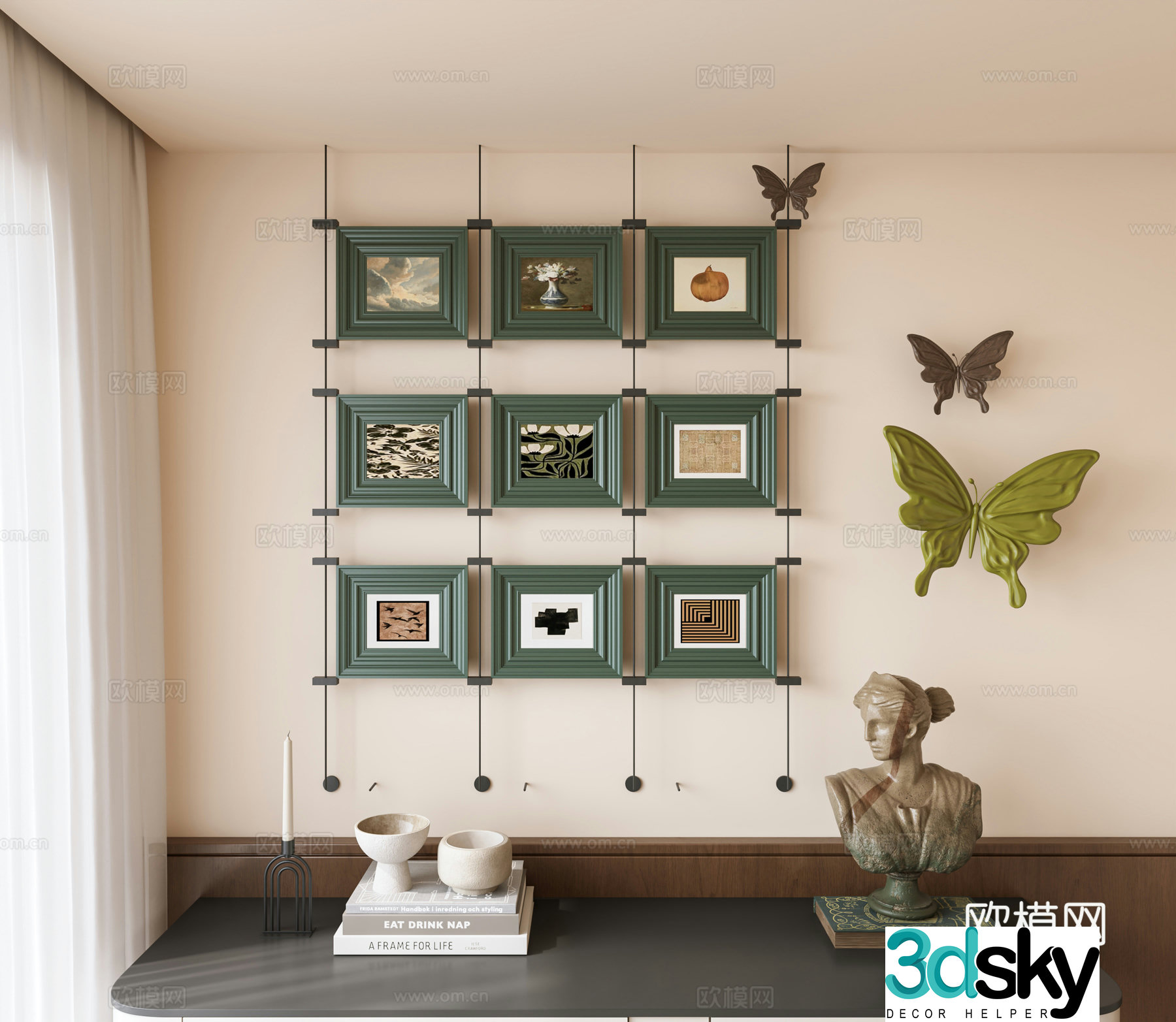 French combination decorative paintings hanging paintings butterfly wall decorations wall decorations art paintings borderless hanging paintings 3D model