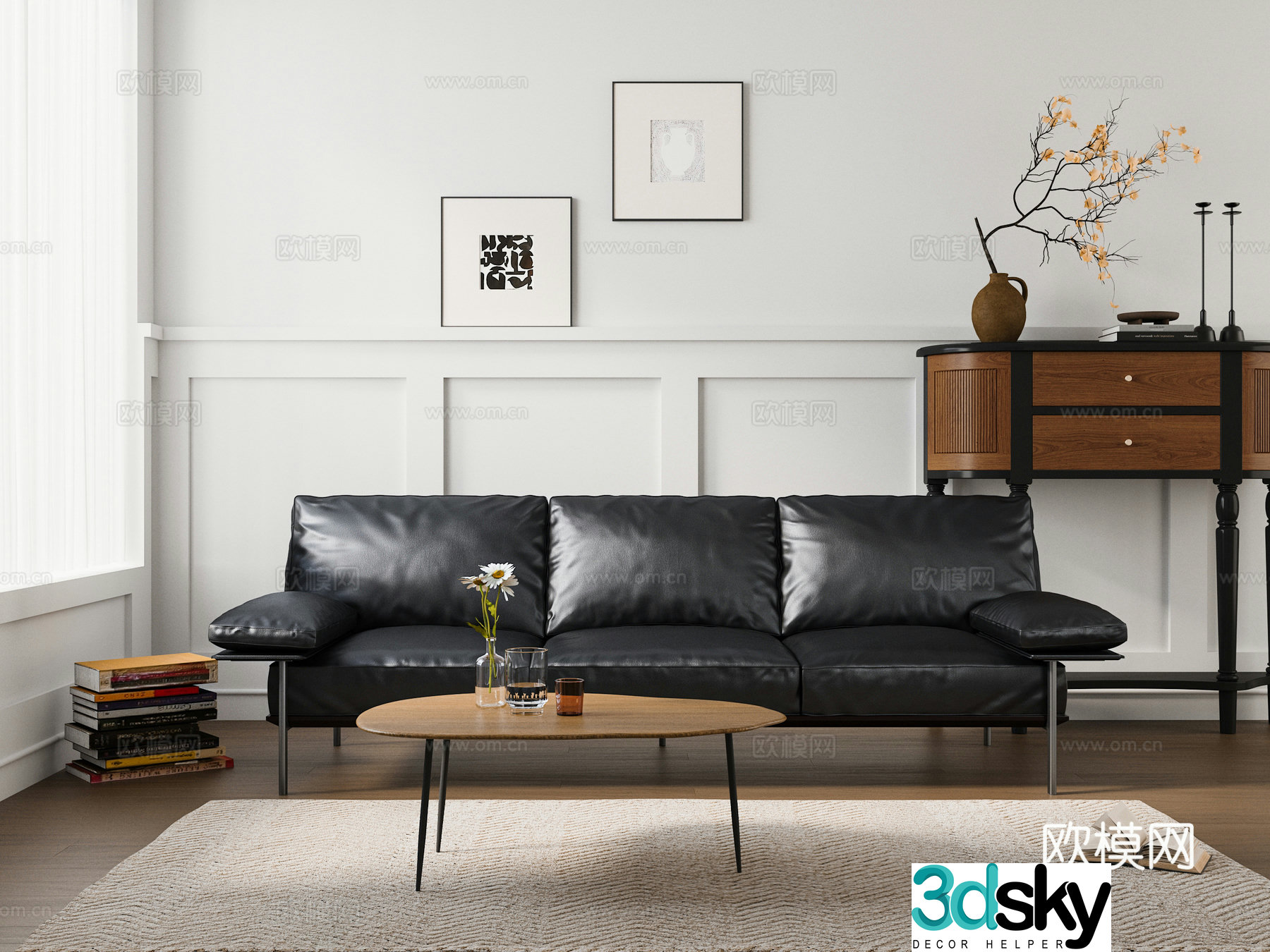 Modern living room direct sofa multi-person sofa coffee table sofa 3d model