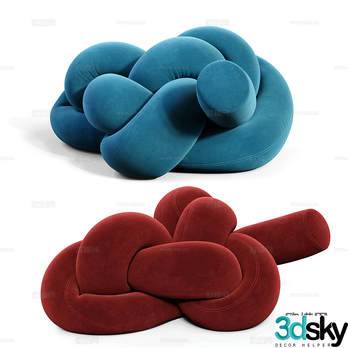 Modern Italian Knot Brazilian Foam sofa 3d model