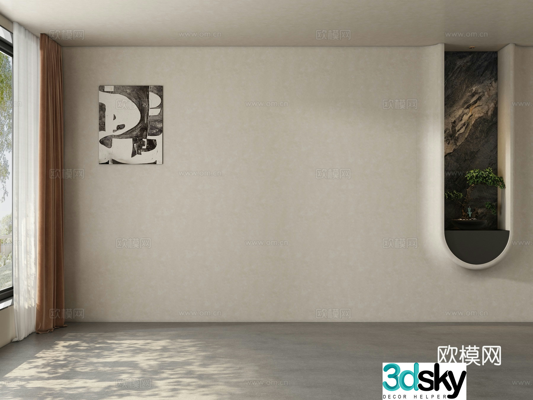 Tea room dining room living room background wall 3d model