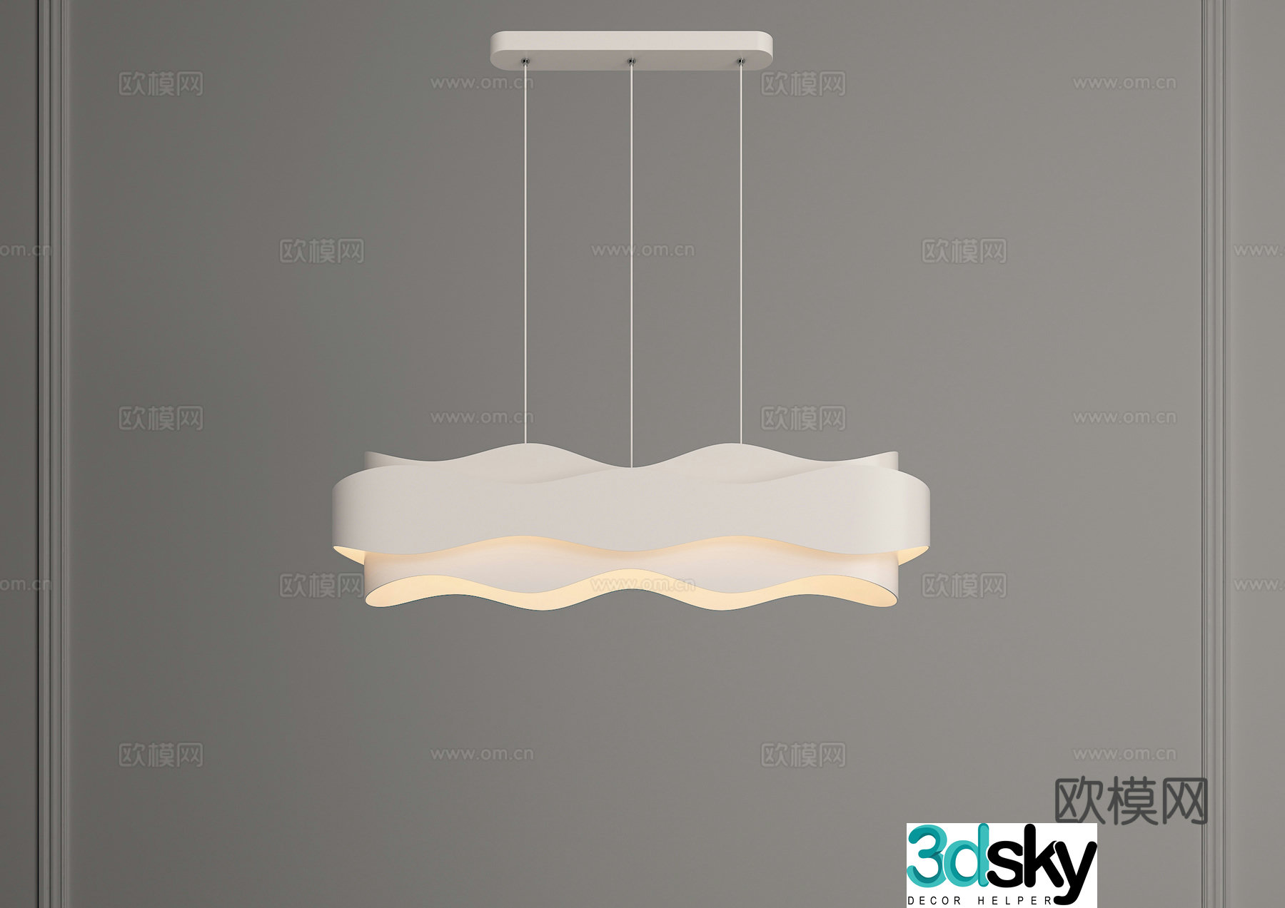 Cream-style chandelier long strip chandelier one-line chandelier restaurant chandelier art chandelier decorative chandelier 3d model