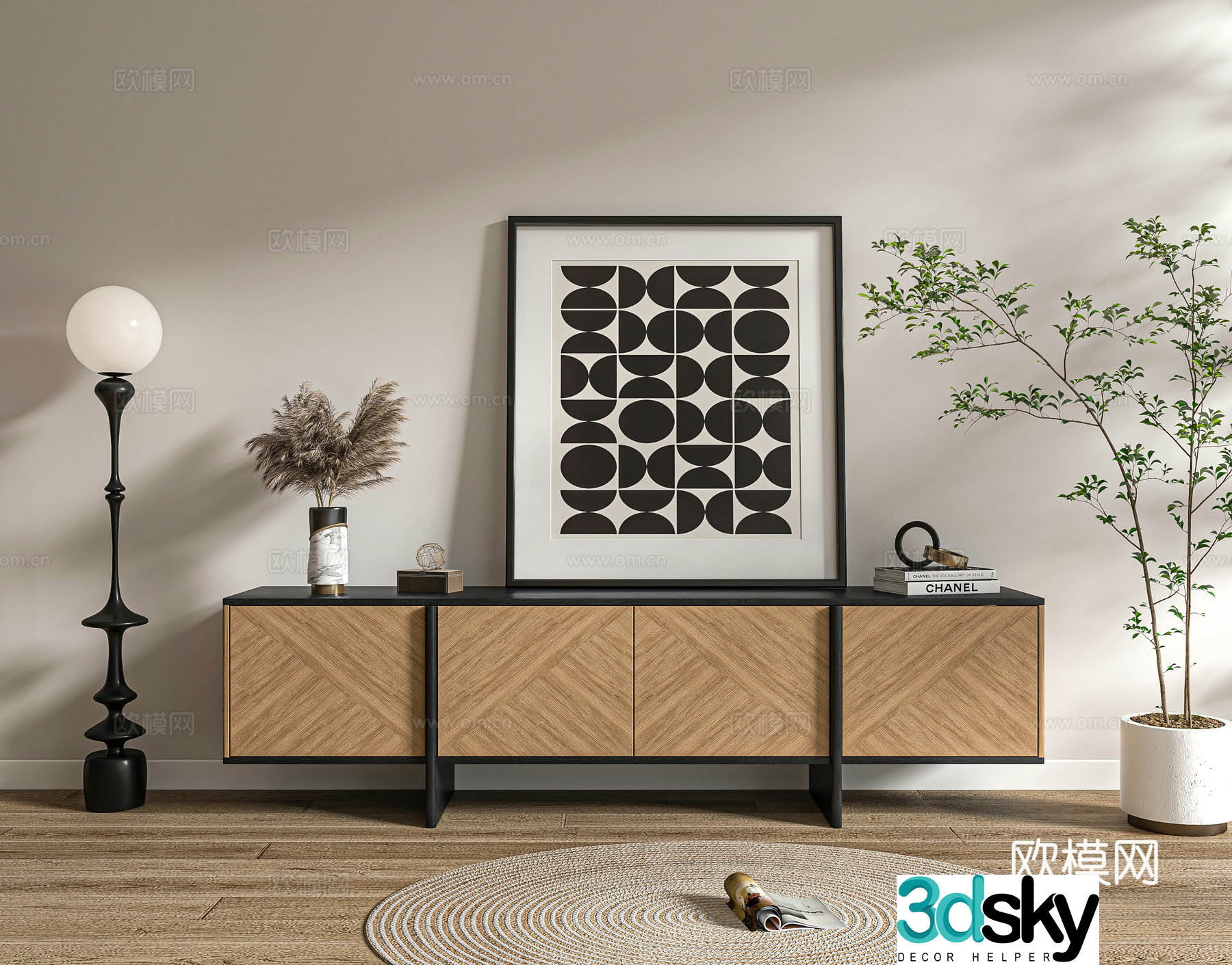 Middle-aged finished TV cabinet 3D model