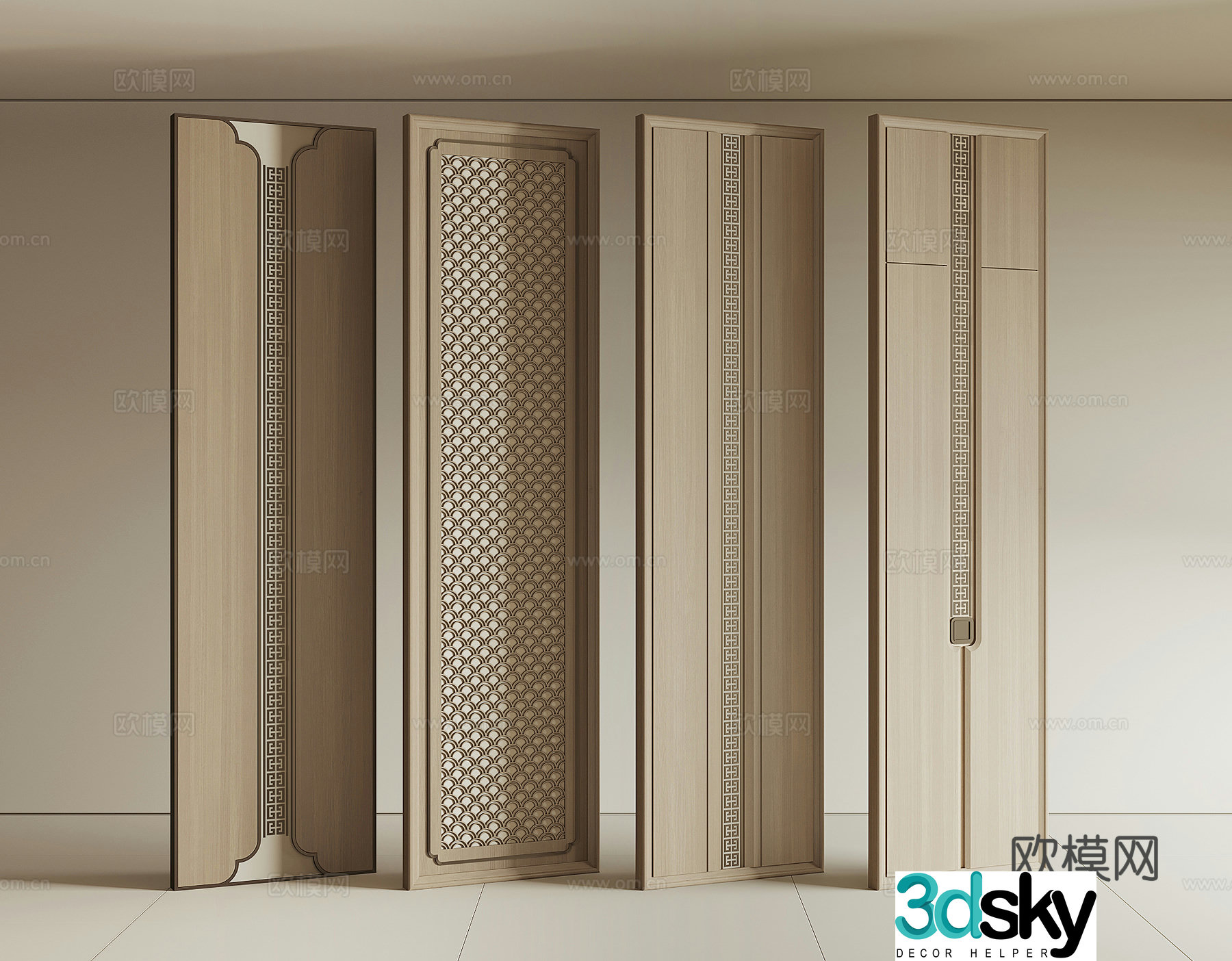 New Chinese wall panel 3D model