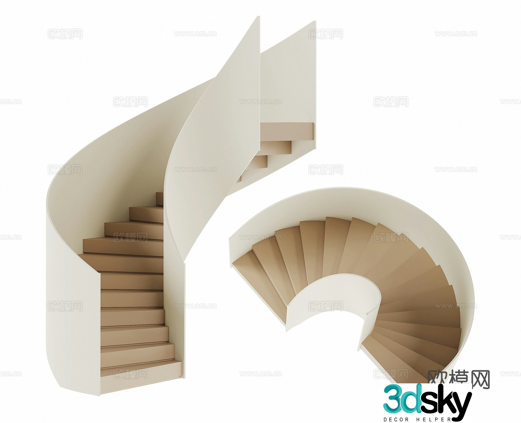Modern home staircase 3d model