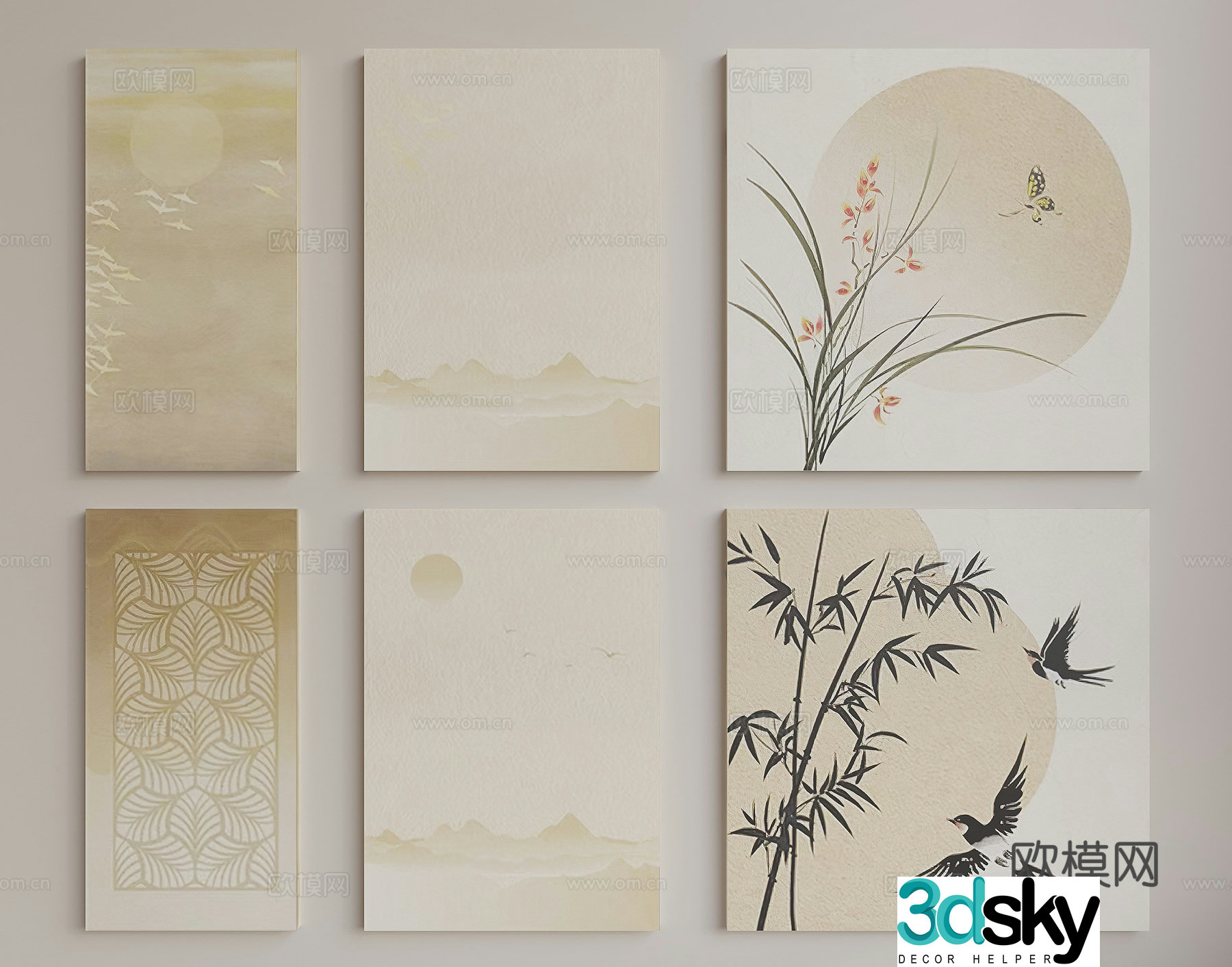 New Chinese style hanging painting 3D model