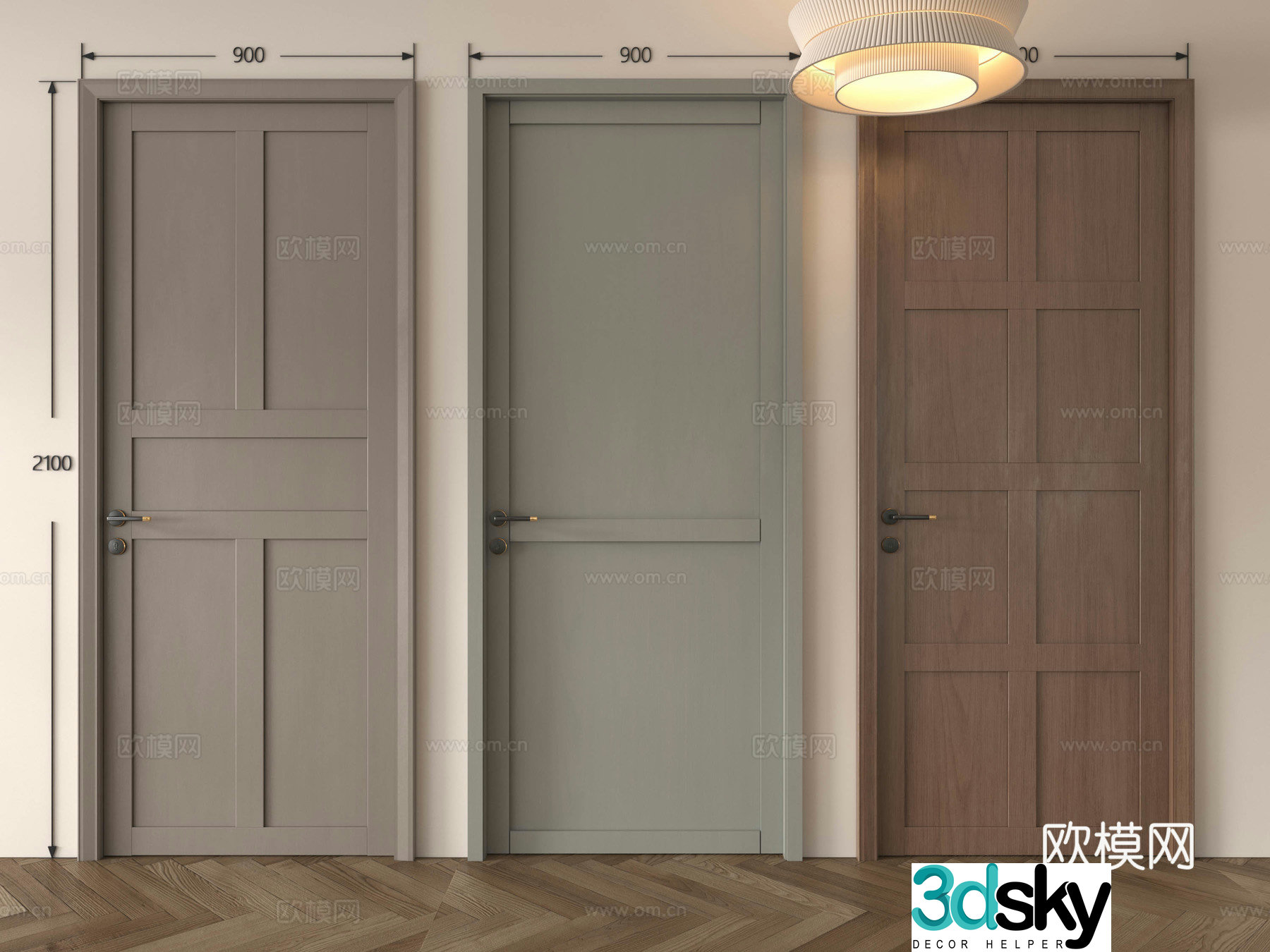Nordic single-open door American single-open door French single-open door Wooden door Single-open door Bedroom door Kitchen 3D model