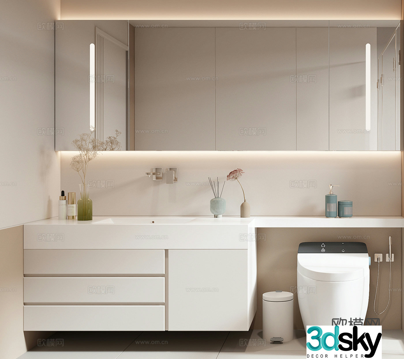 Creamy air bathroom cabinet 3d model