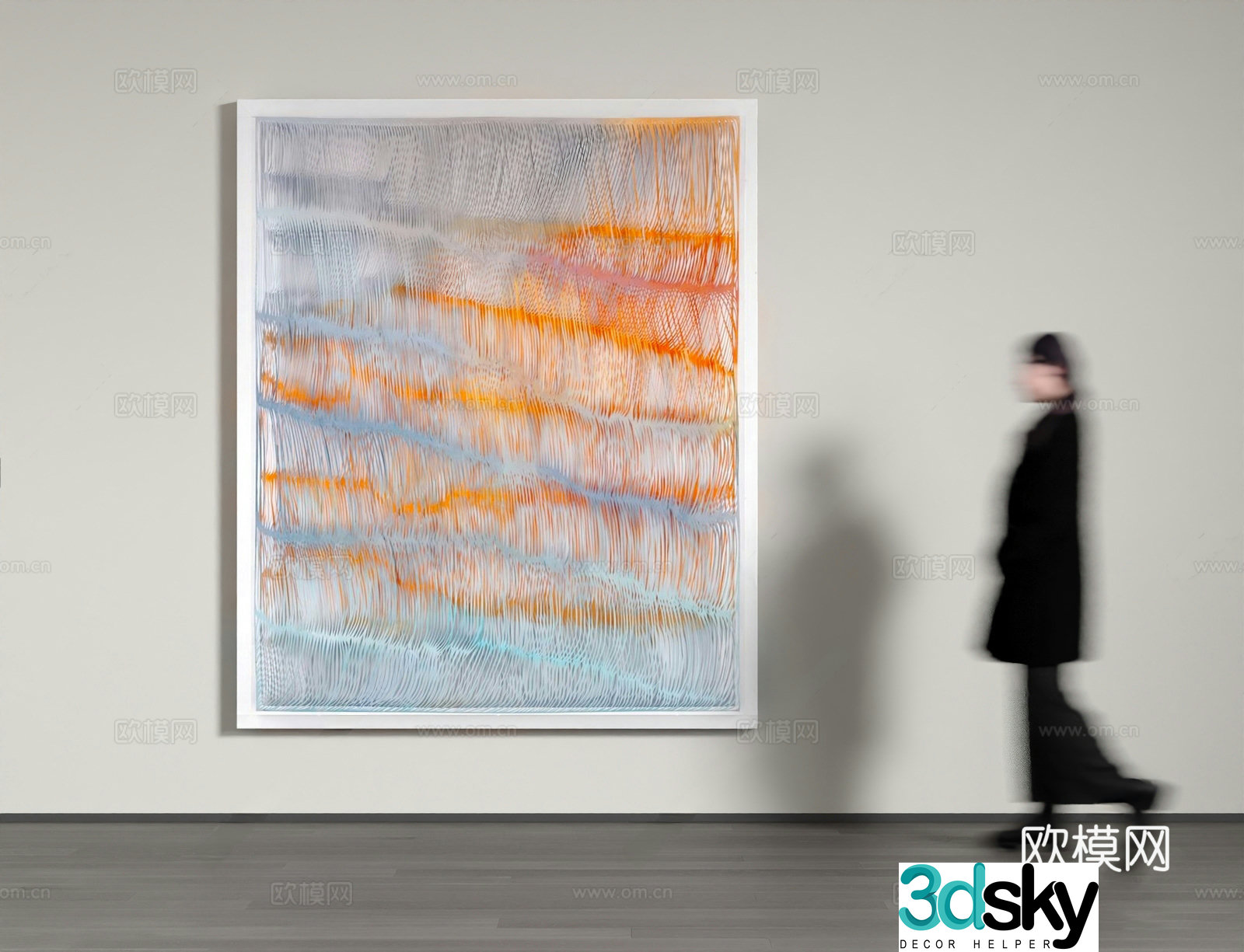 Modern art hanging painting oil painting photo frame woman 3d model