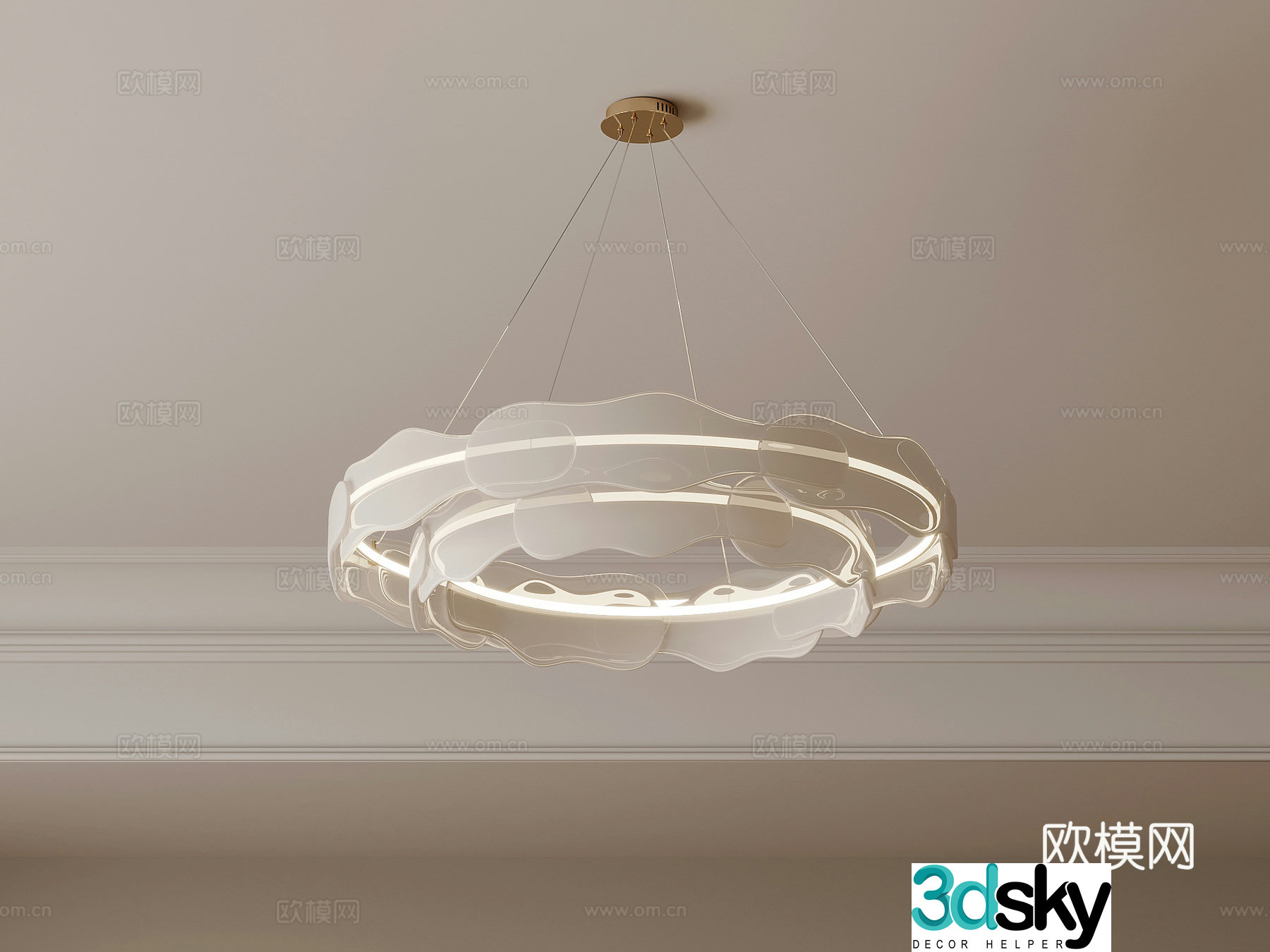 Chandelier Modern Cream Style Chandelier Living Room Chandelier 3D Model