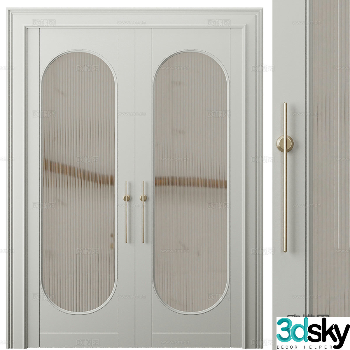 Double-opening door glass door Changhong glass door Simple glass door Entrance door Bathroom glass 3D model