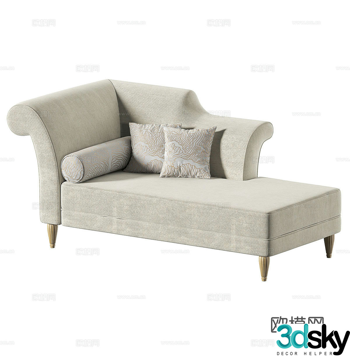 American style chaise longue Jian European chaise longue lazy sofa sofa bed sofa chair backrest chair lying 3D model