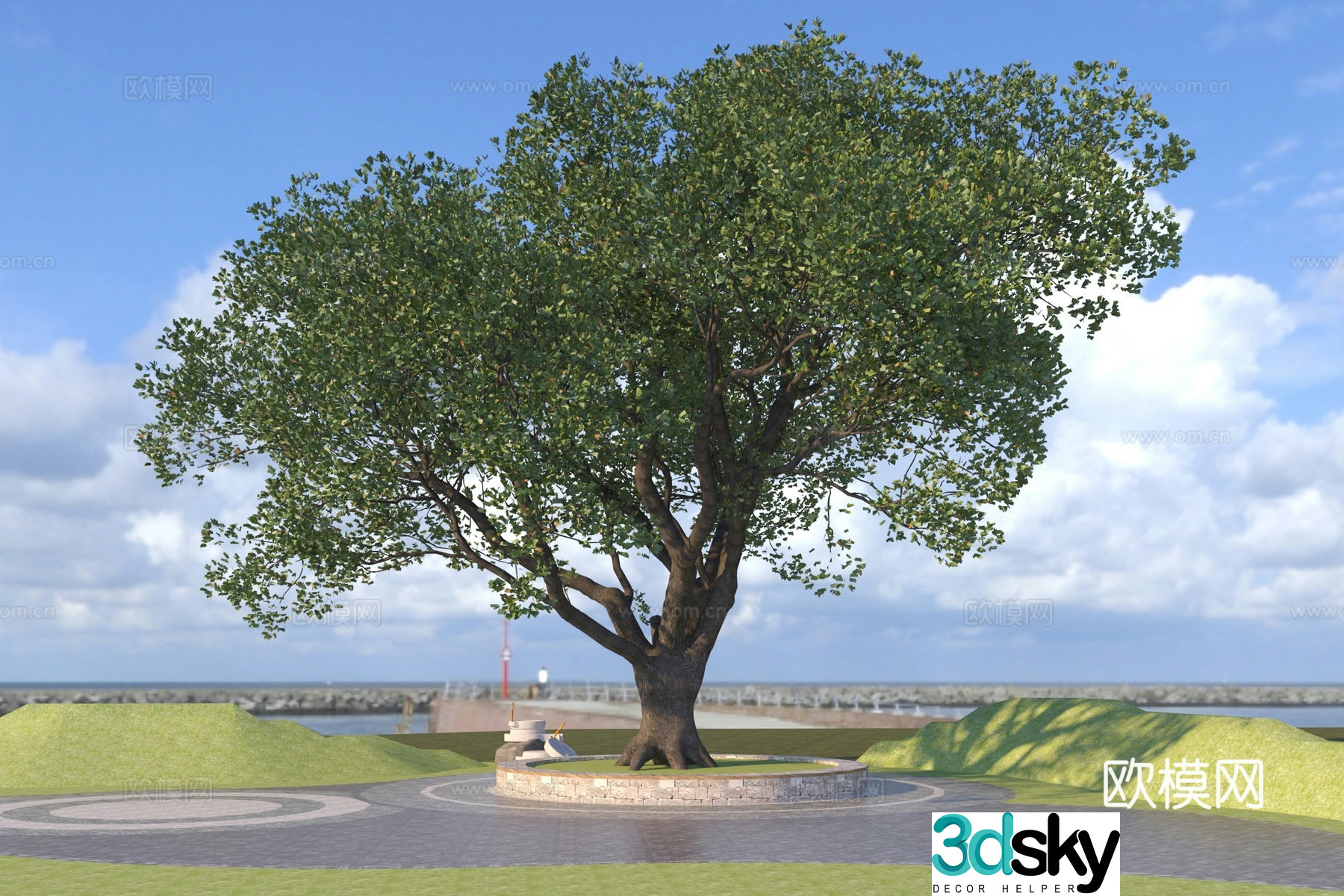 Modern century-old ancient tree 3D model