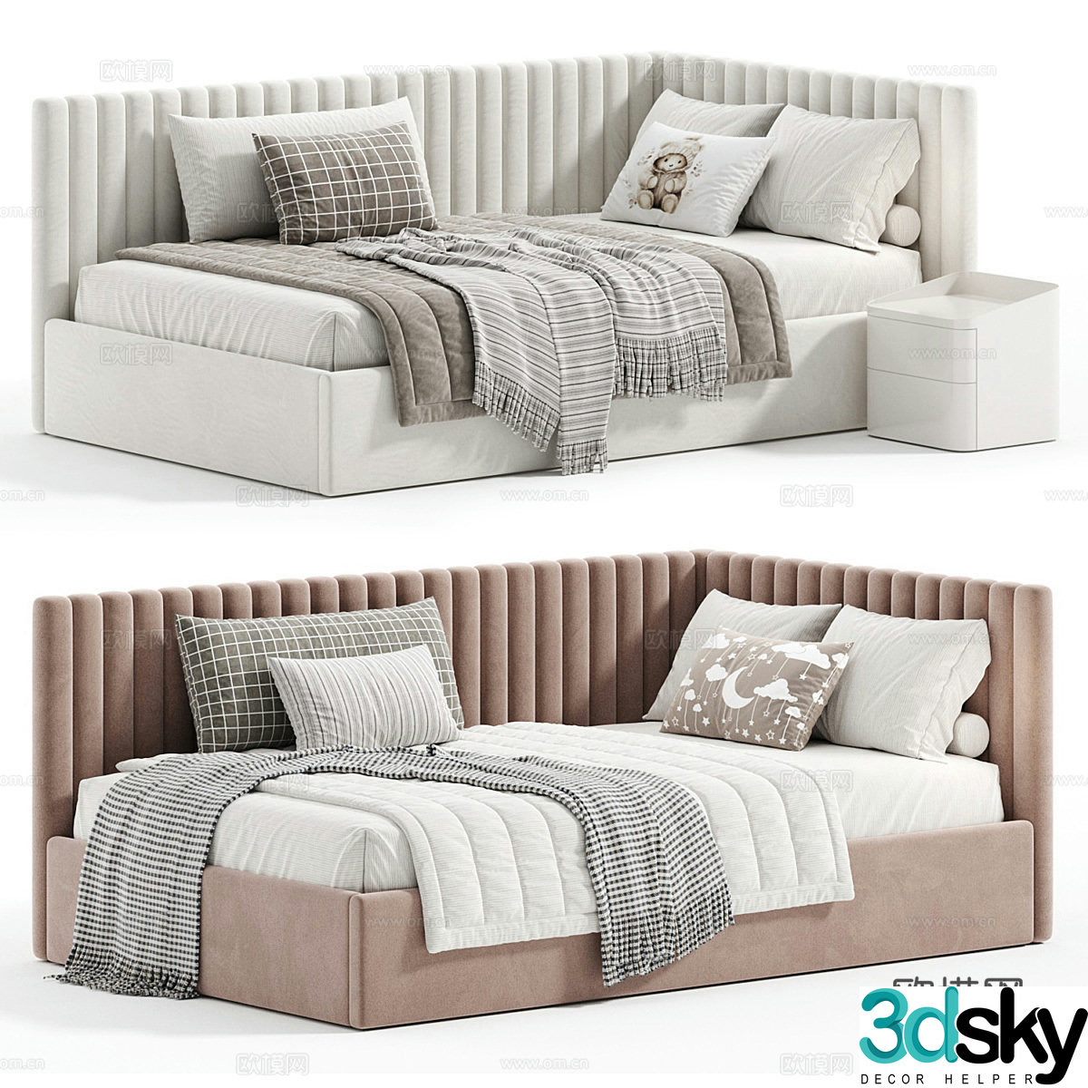 Modern fabric children’s bed sofa bed 3d model