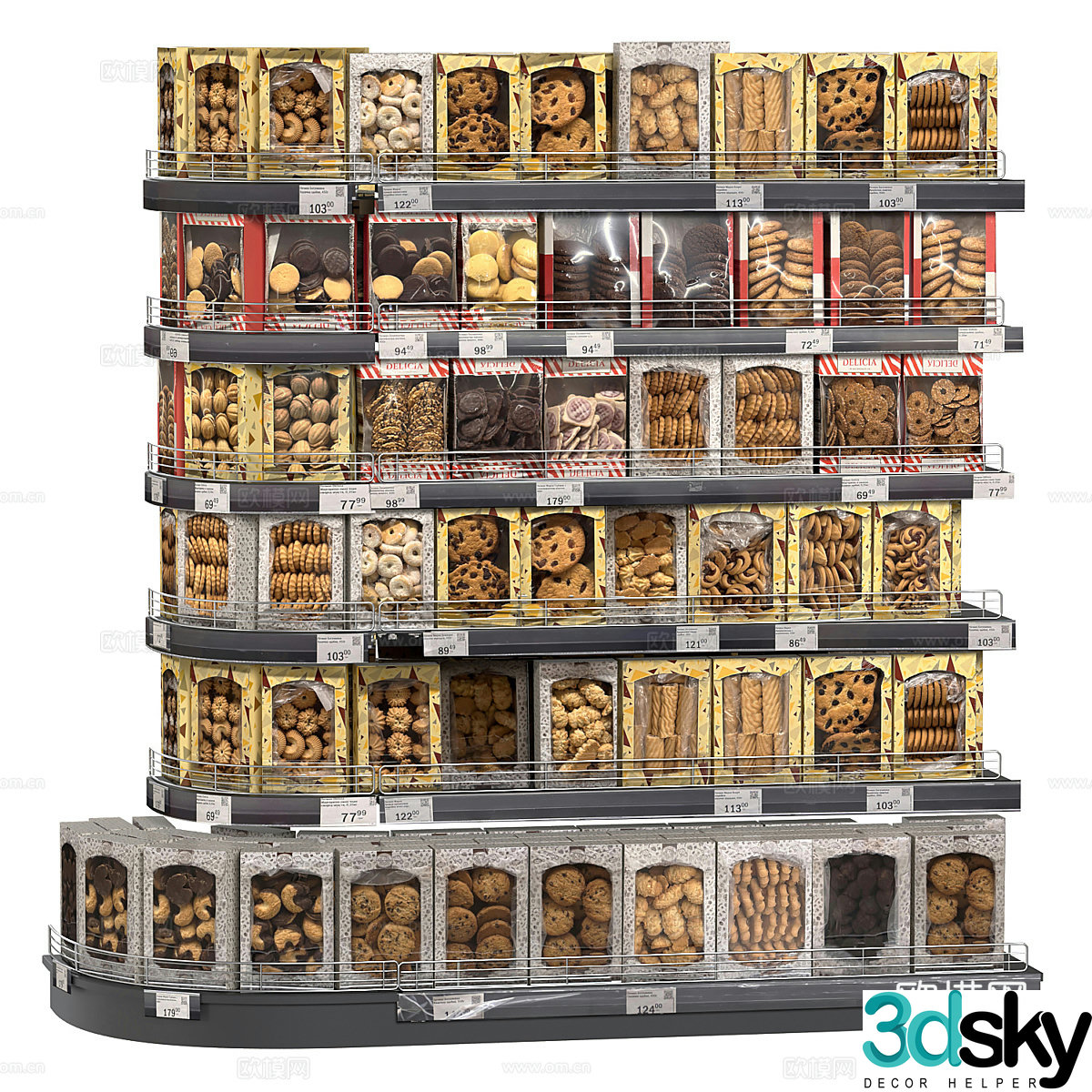 Supermarket shelves Store shelves Store shelves Exhibition shelves Food shelves Food shelves Food exhibition 3d model