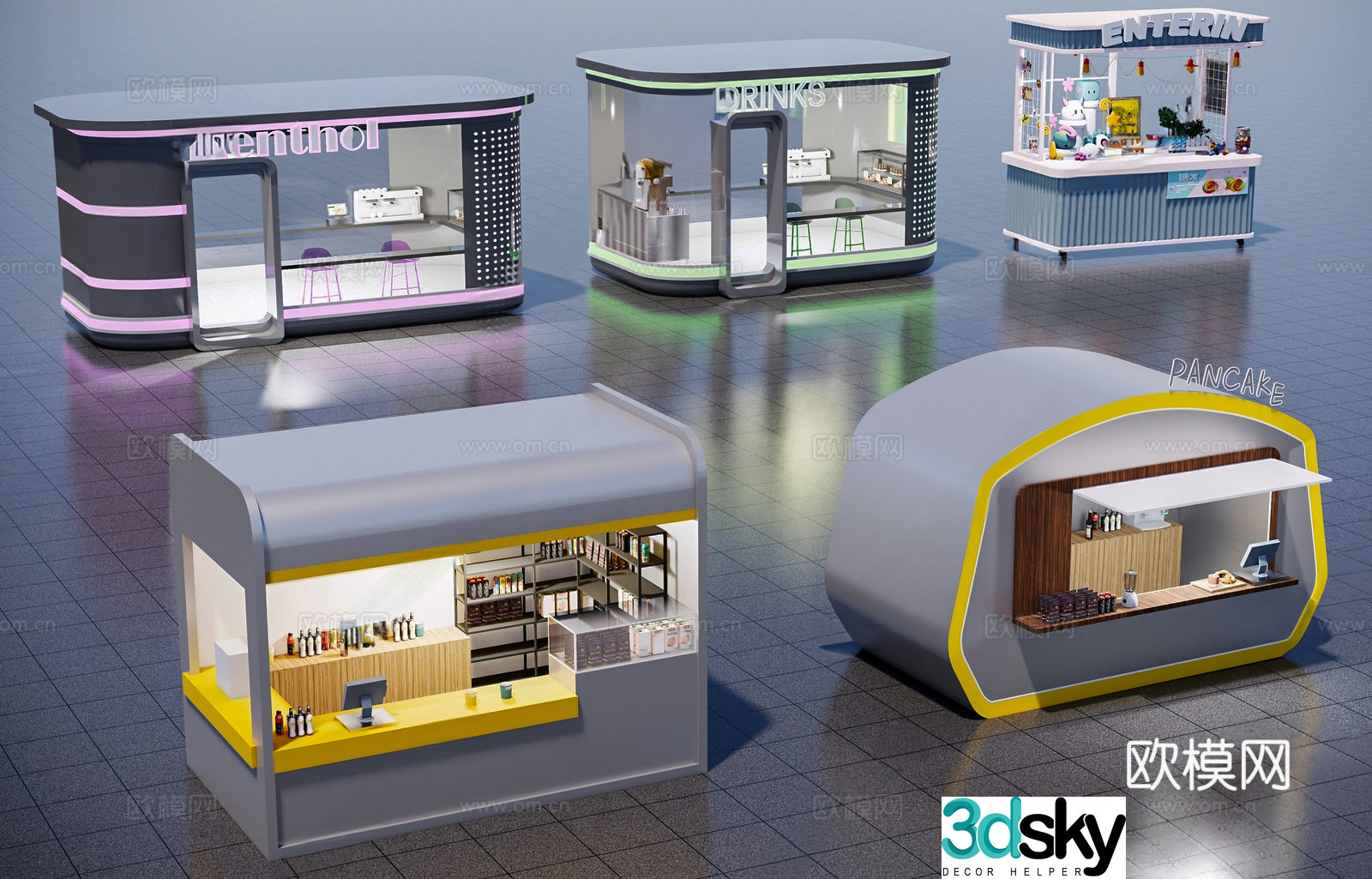 Modern kiosk Internet celebrity stall Market stalls Snack stalls Snack stalls Outdoor 3D model