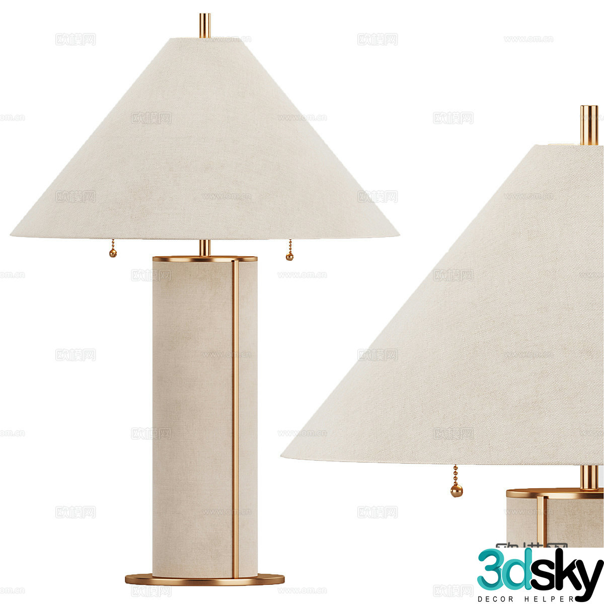 Wasabi Fengteng lamp paper table lamp decorative lamp bedside table lamp table lamp combination Bedroom desk lamp 3D model
