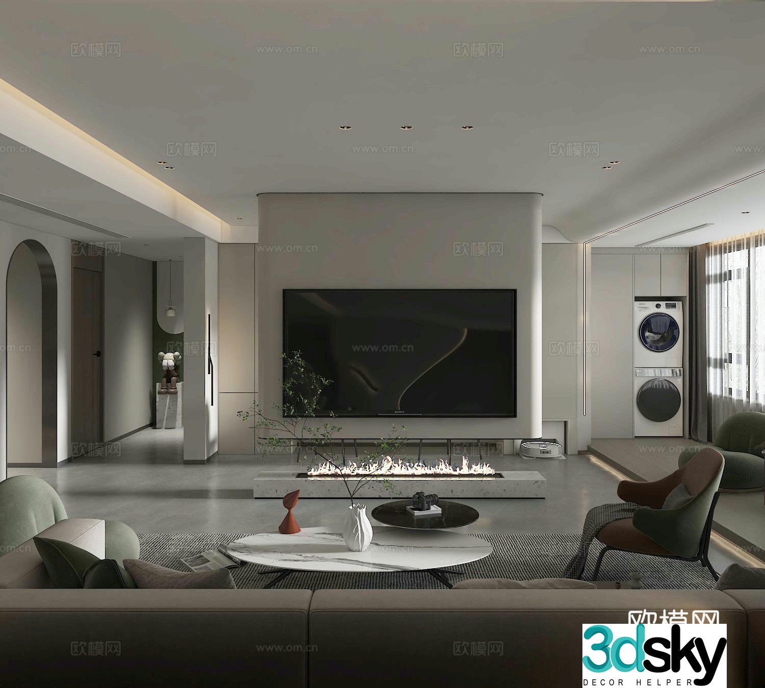 Modern living room 3d model 3d model