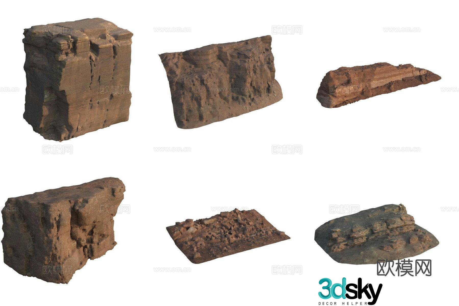 Quarry stone wall cliff huge stone pile 3d model