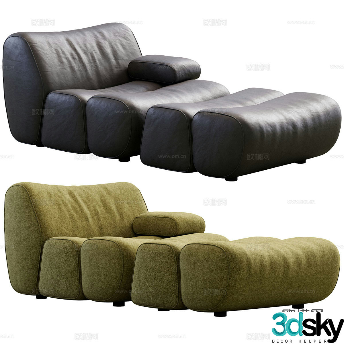 Modern Italian Poliform Ernest Armchair 3d Model