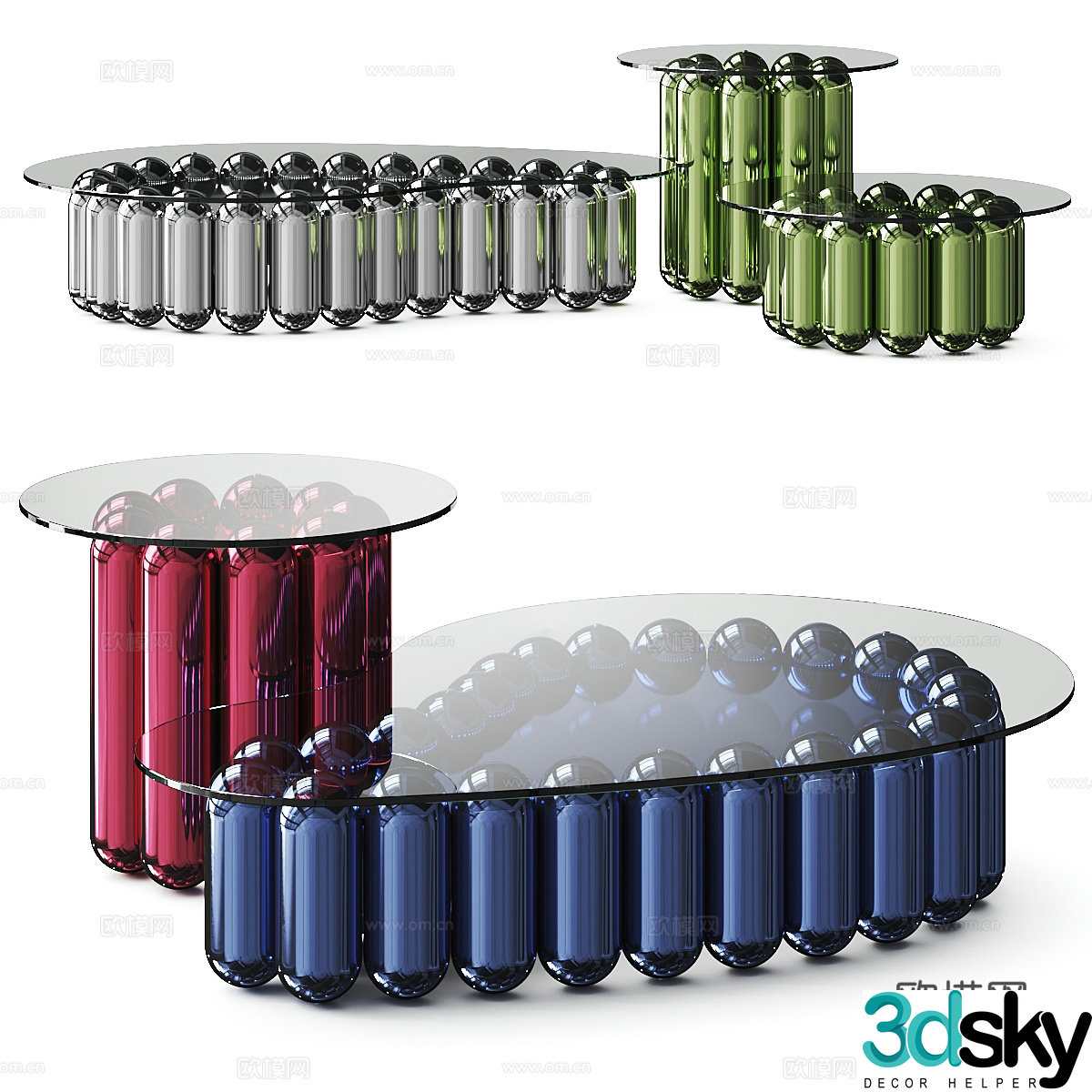 Modern Italian House Kupoli Metal Glass Coffee Table 3D Model