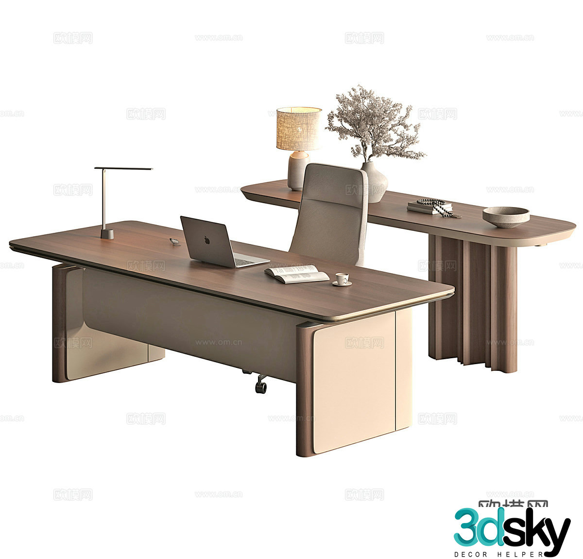 Office desk chair Solid wood office desk Solid wood office chair Office bill Office supplies Office electricity 3D model