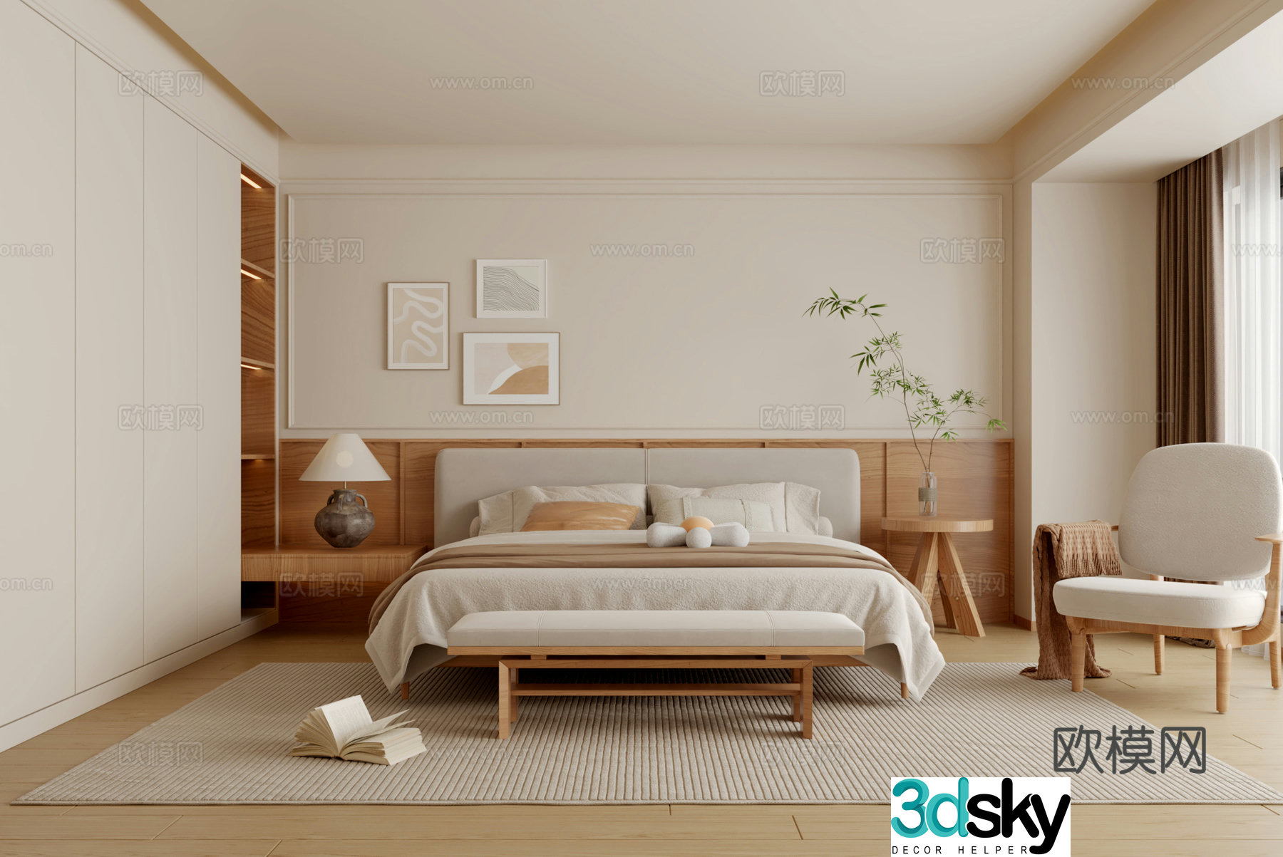Log wind bedroom 3d model