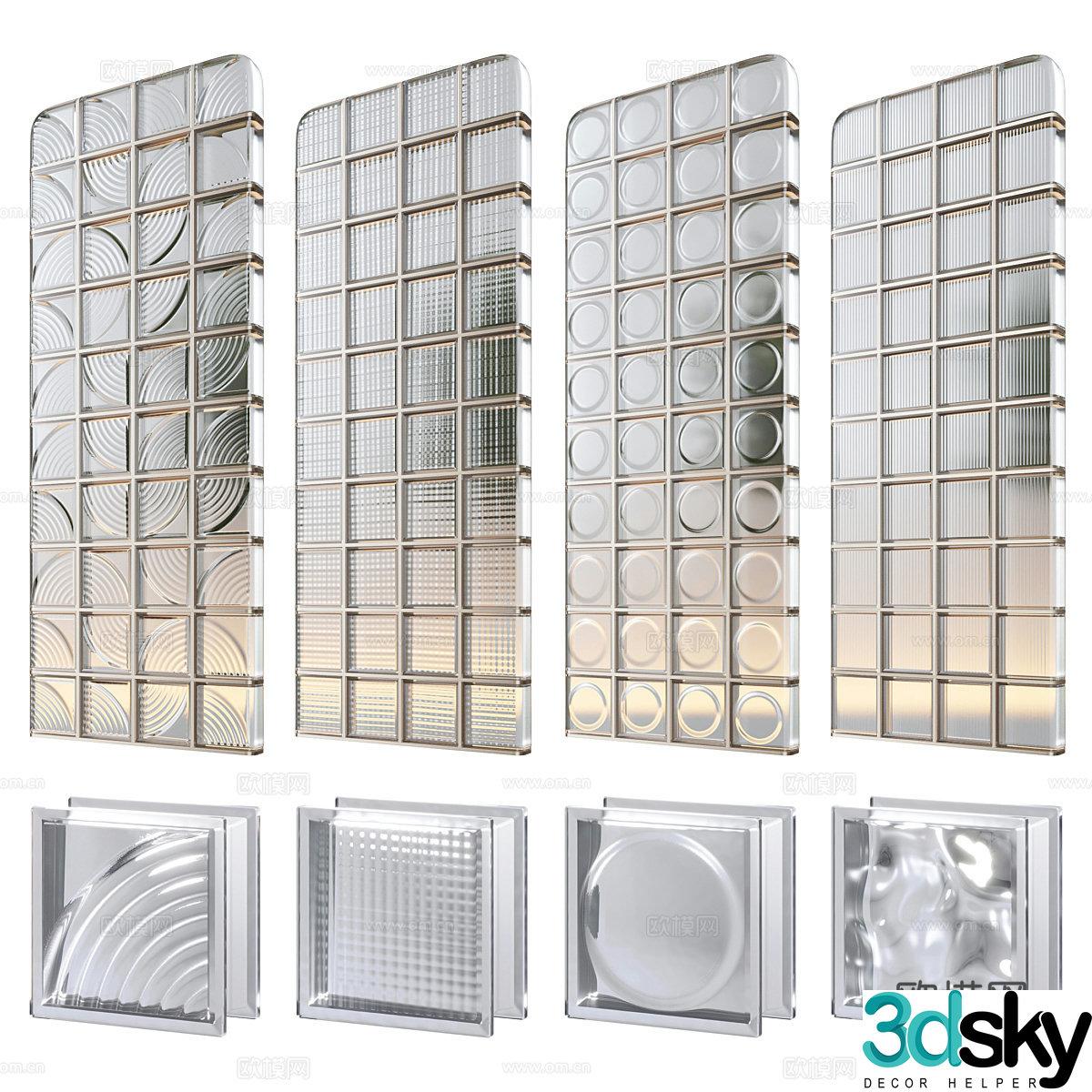 Modern glass brick 3d model