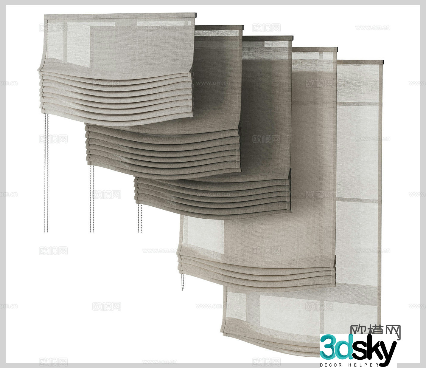 Wasabi curtains cloth curtains door curtains pull curtains shower curtains translucent curtains curtain combination 3D model