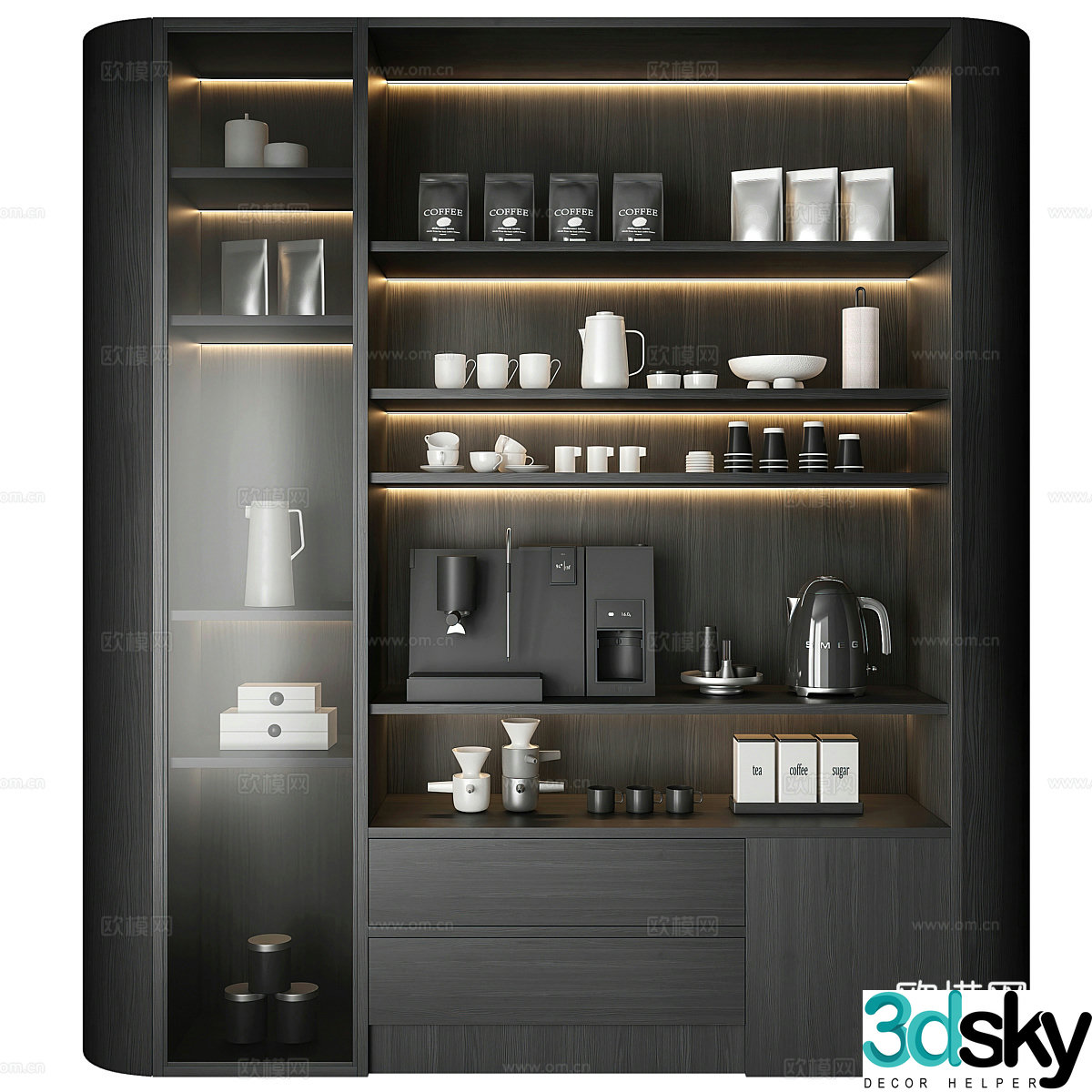 Modern Italian coffee shop display cabinet 3d model