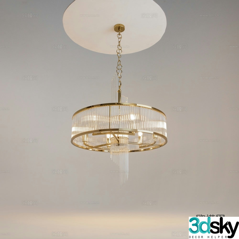 Modern light luxury crystal chandeliers 3D model